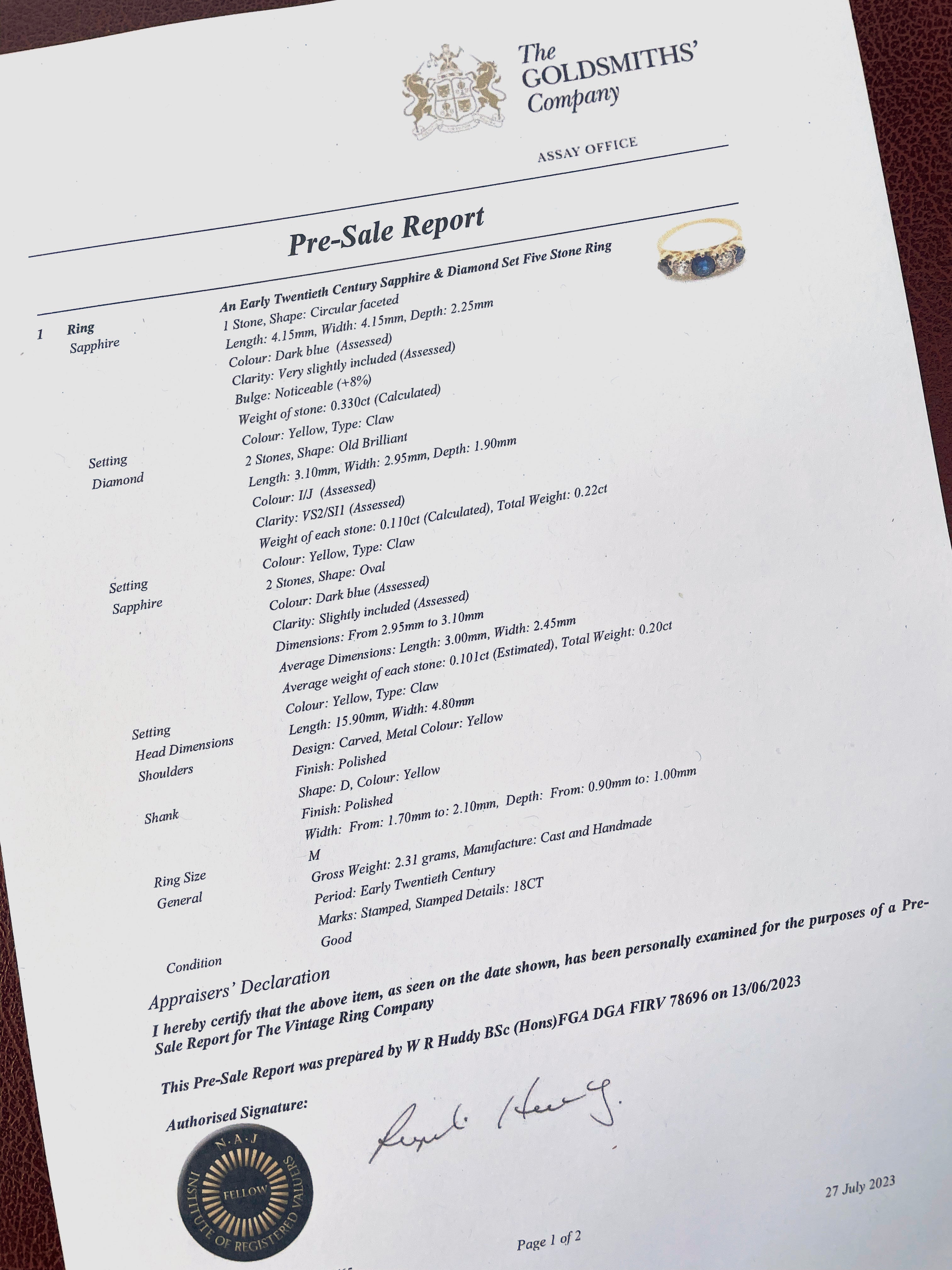 Cora Antique Sapphire & Diamond Five Stone Ring