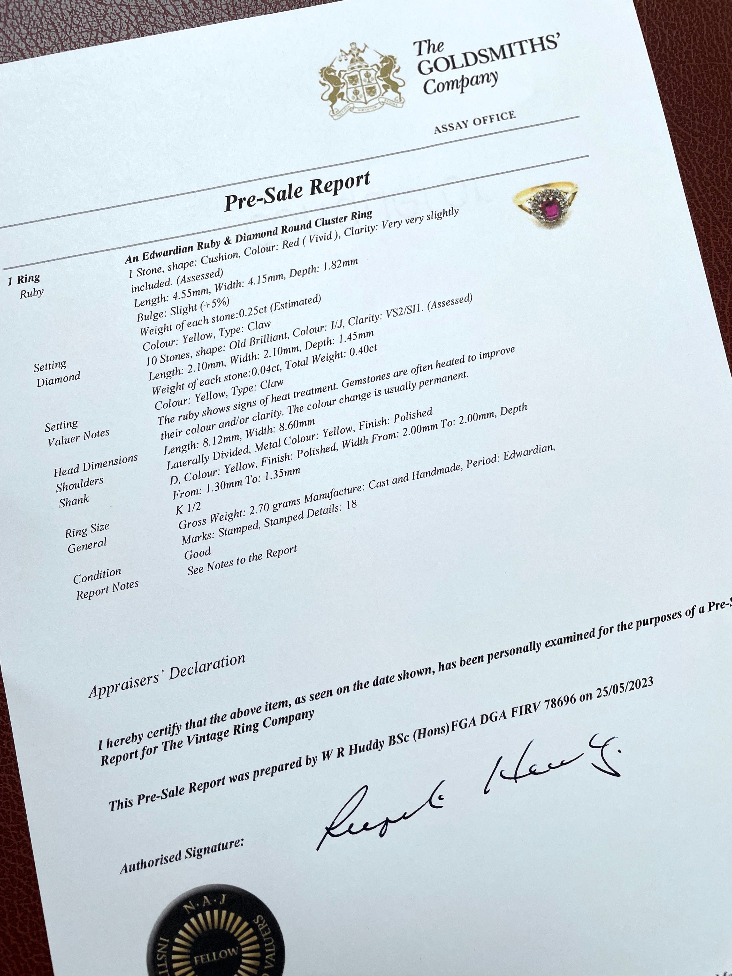 Esme Edwardian Ruby and Diamond Cluster Engagement Ring