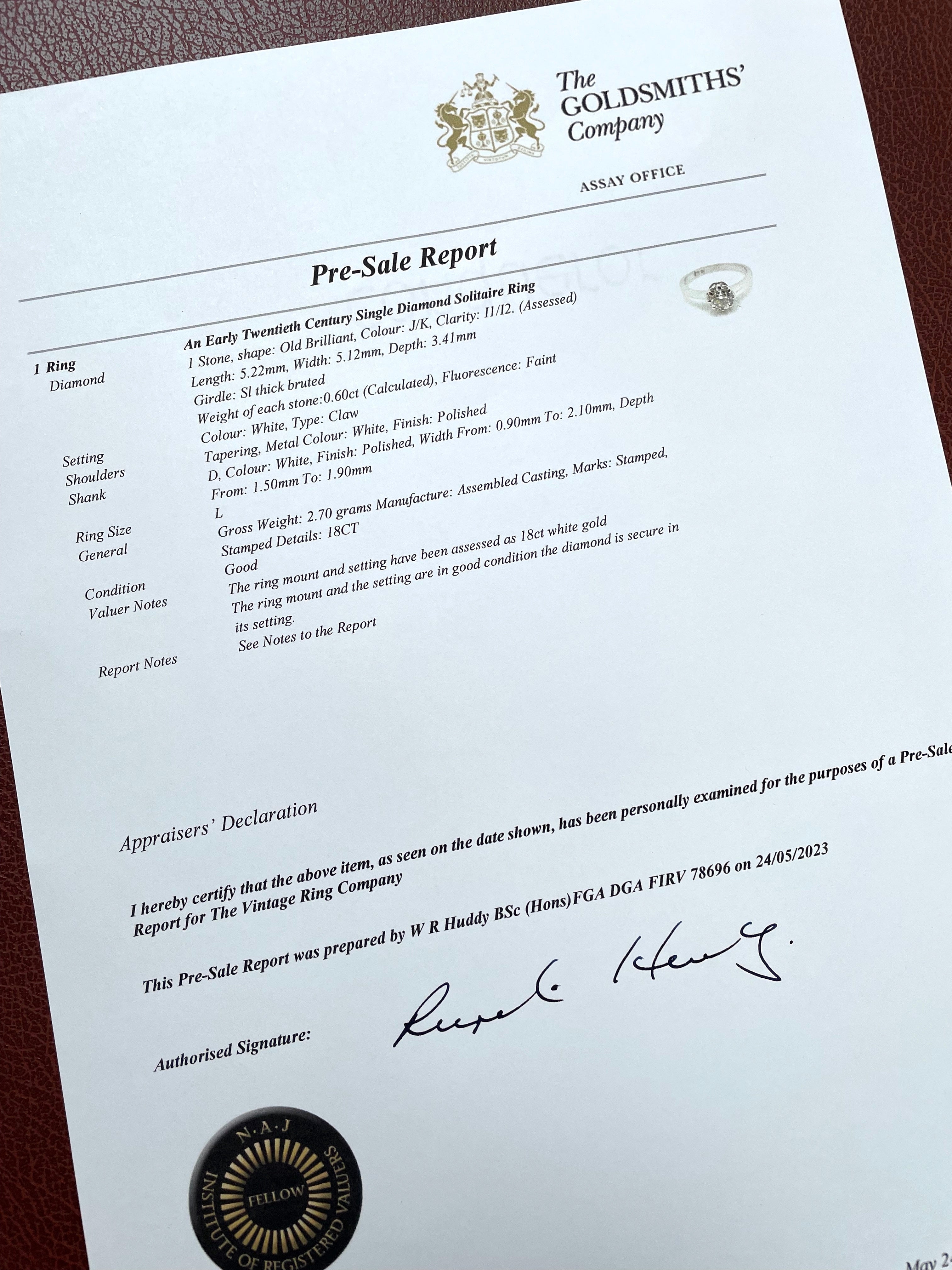 Jemima Antique Diamond Solitaire Ring