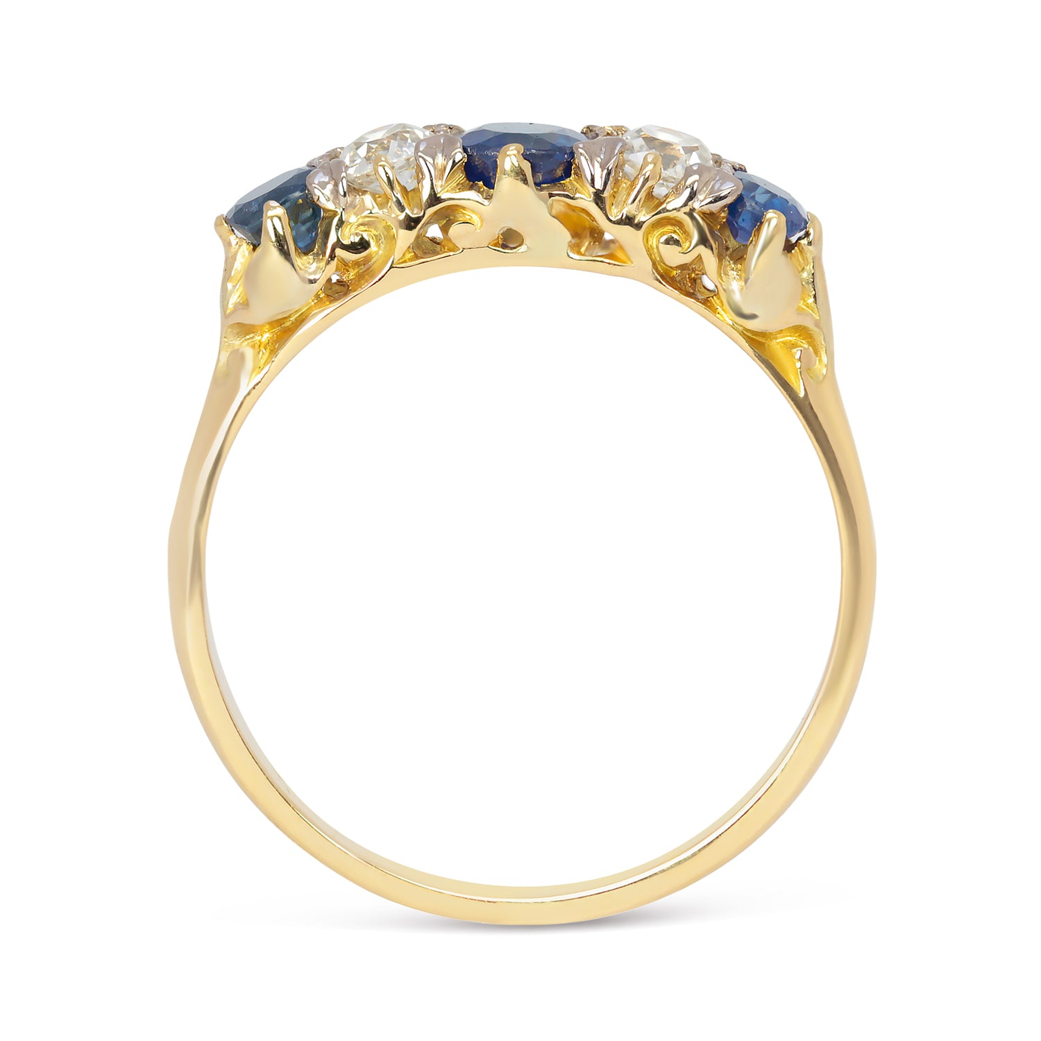 Cora Antique Sapphire & Diamond Five Stone Ring