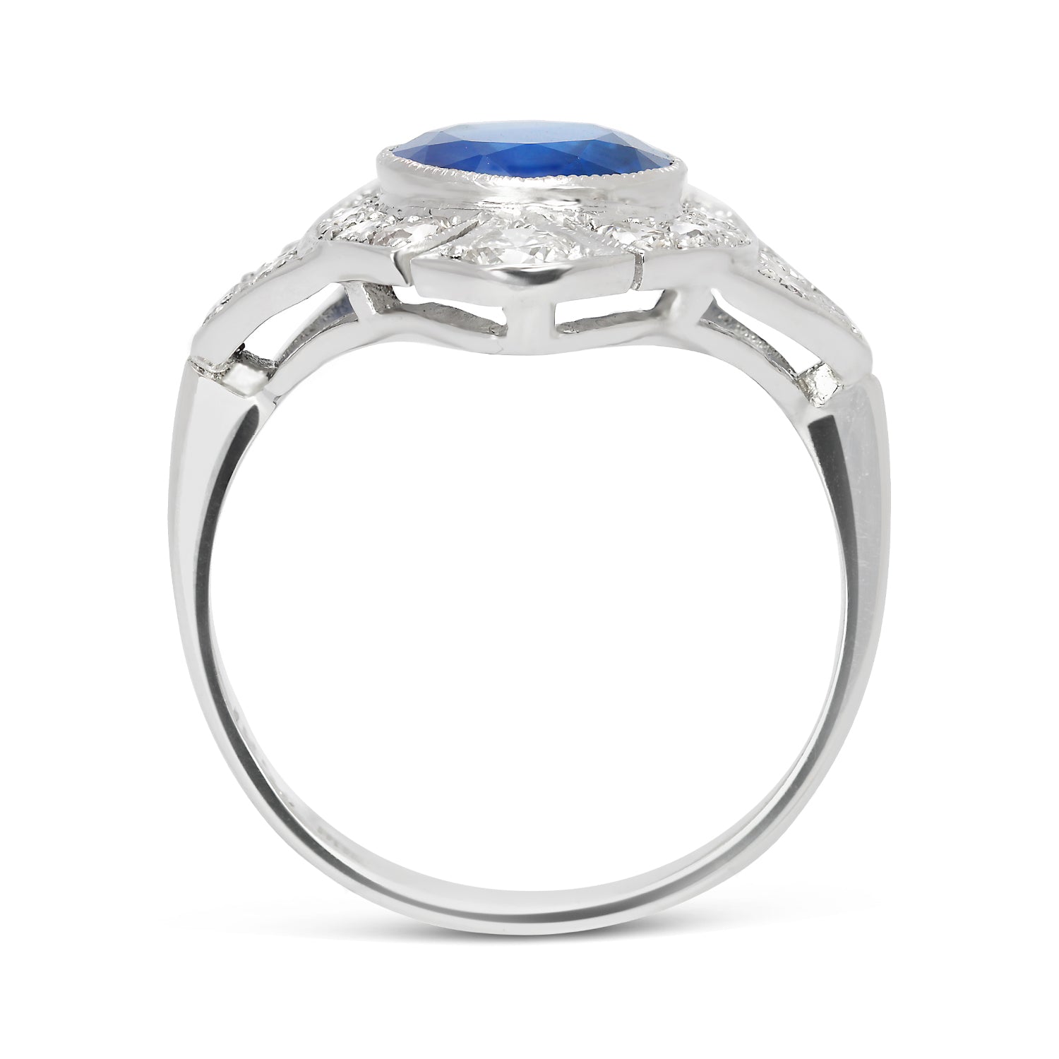 Emily Art Deco Sapphire & Diamond Cocktail Ring