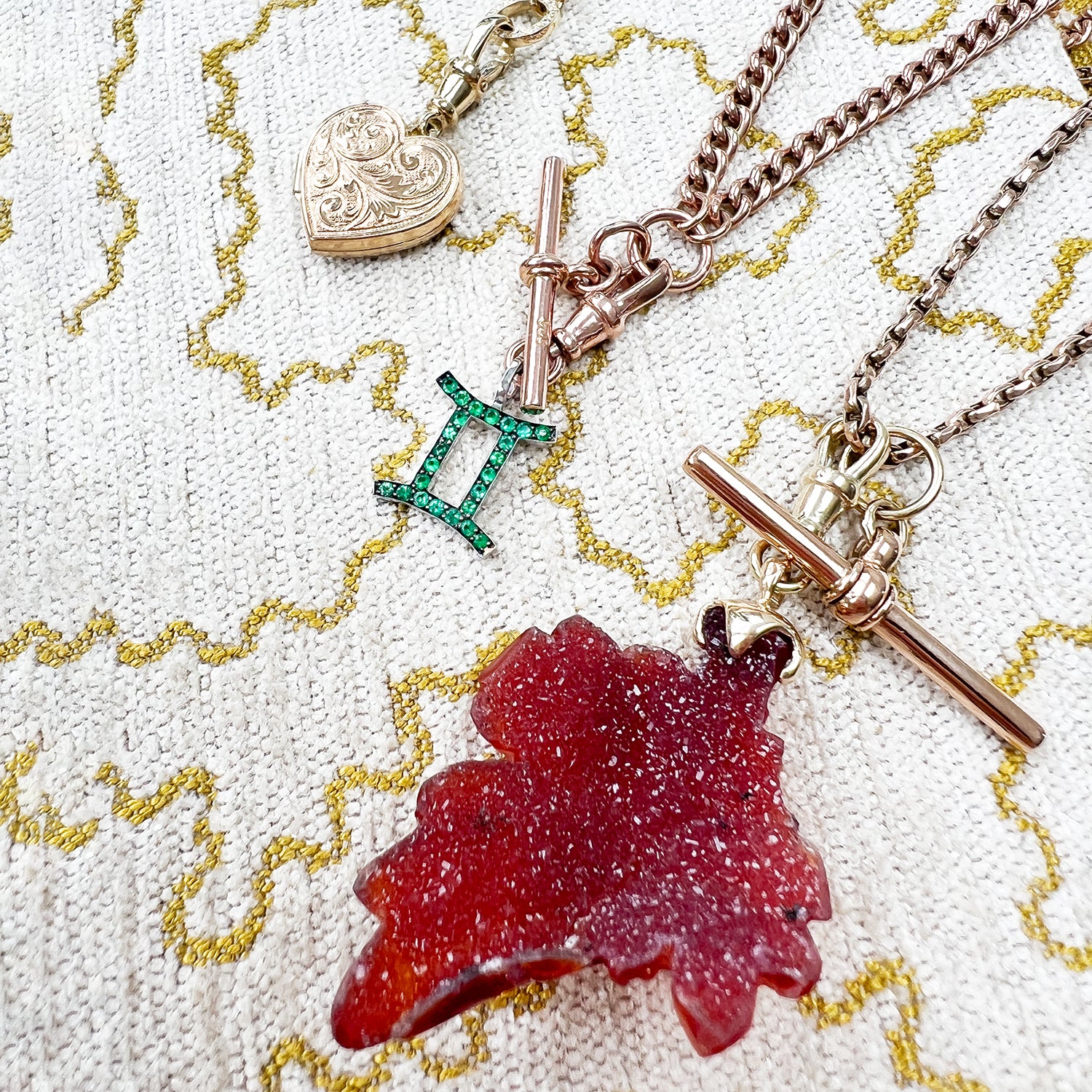 Reclaimed Vintage Carnelian Leaf Necklace