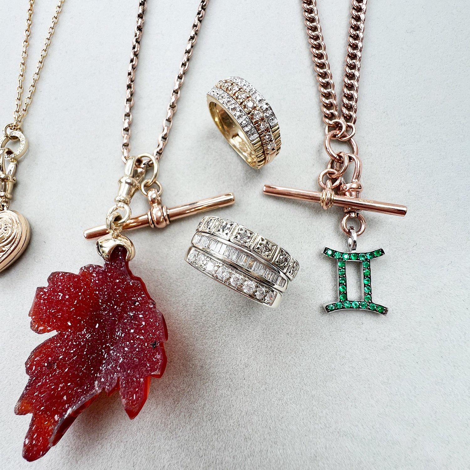 Reclaimed Vintage Carnelian Leaf Necklace