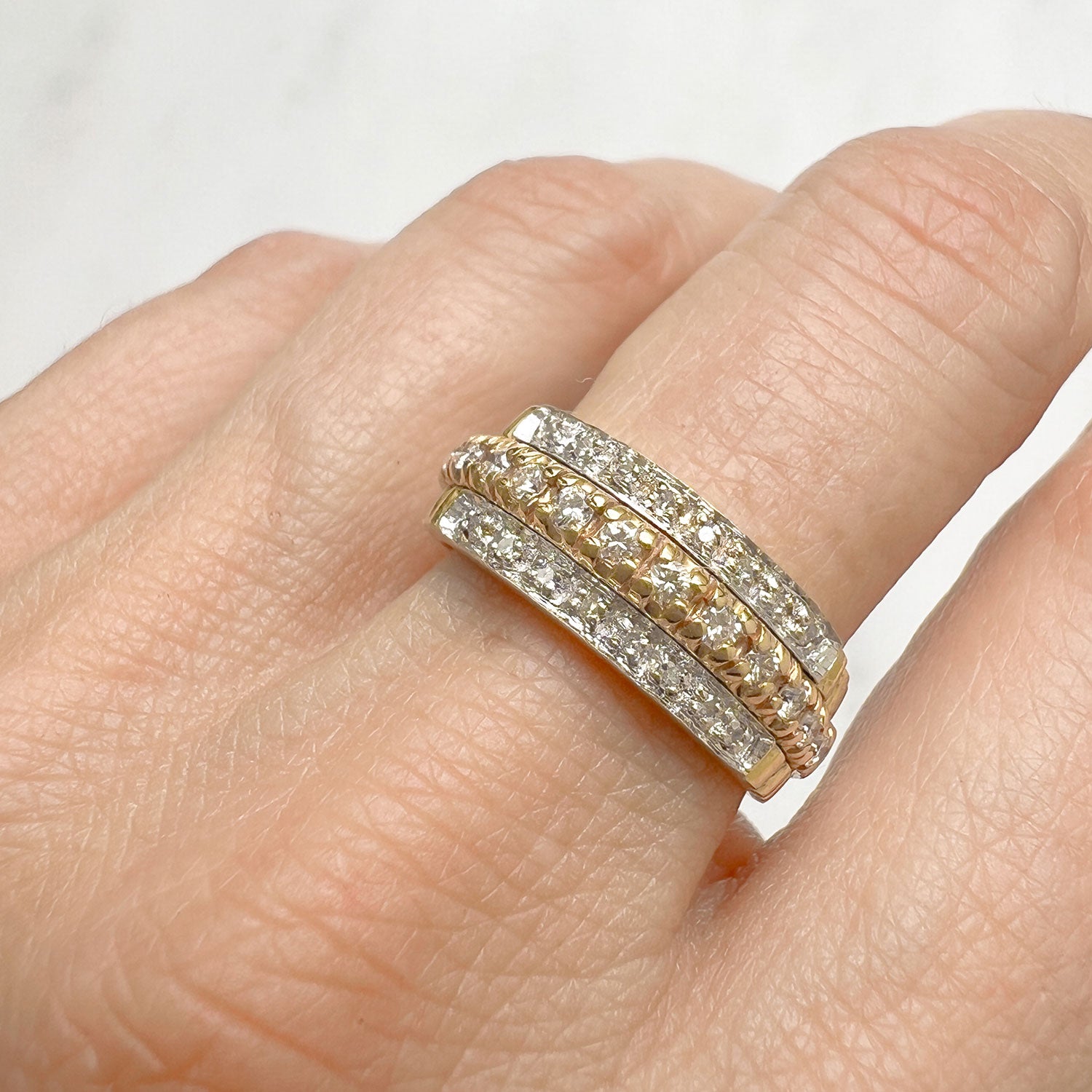 Reclaimed Vintage, Triad Diamond Eternity Ring