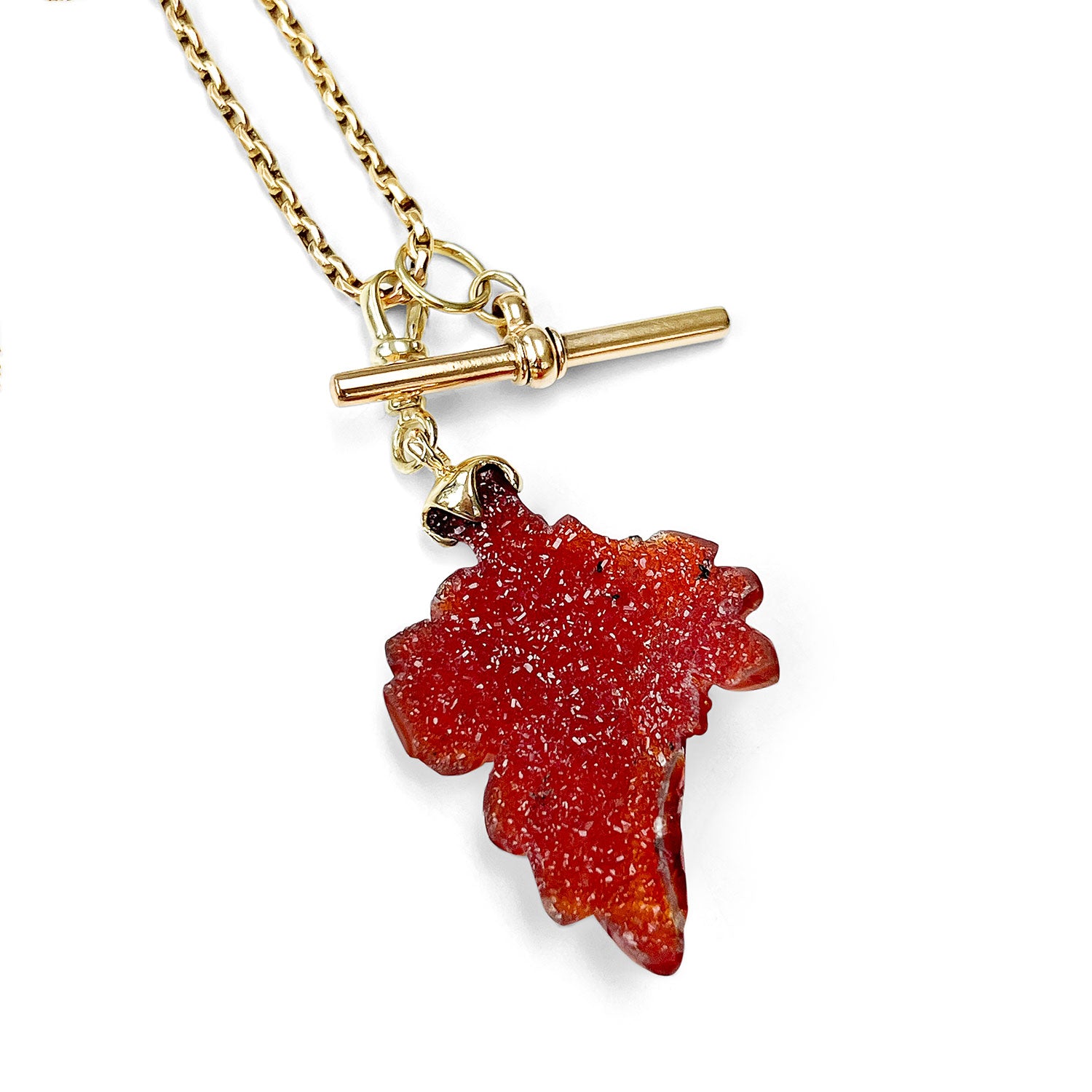 Reclaimed Vintage Carnelian Leaf Necklace