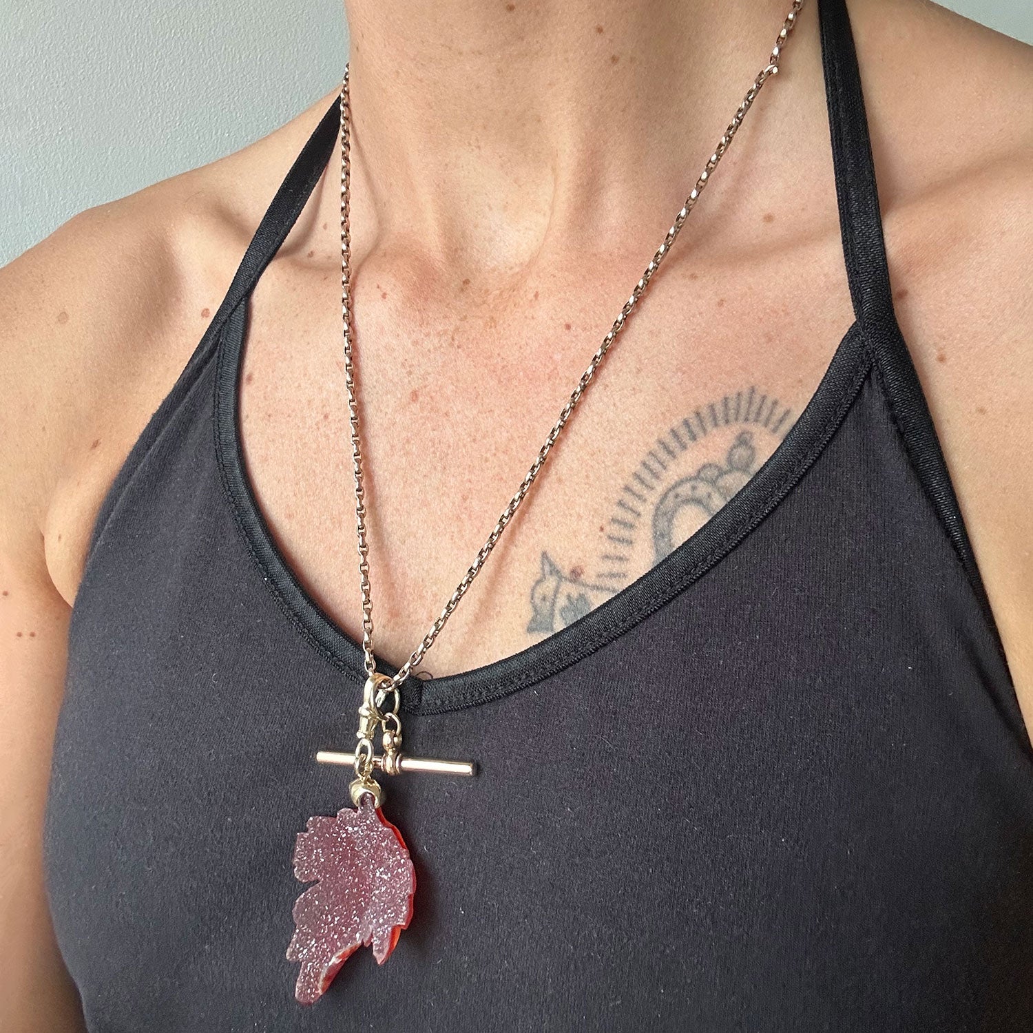 Reclaimed Vintage Carnelian Leaf Necklace