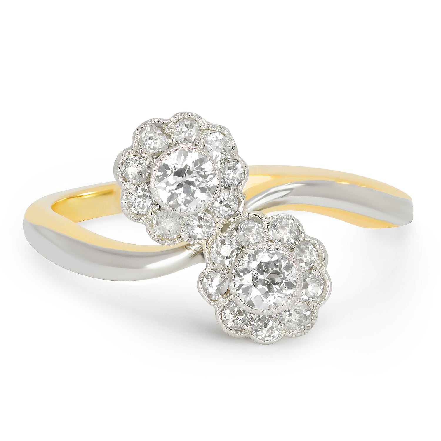 Mae Antique Diamond Daisy Toi et Moi Ring