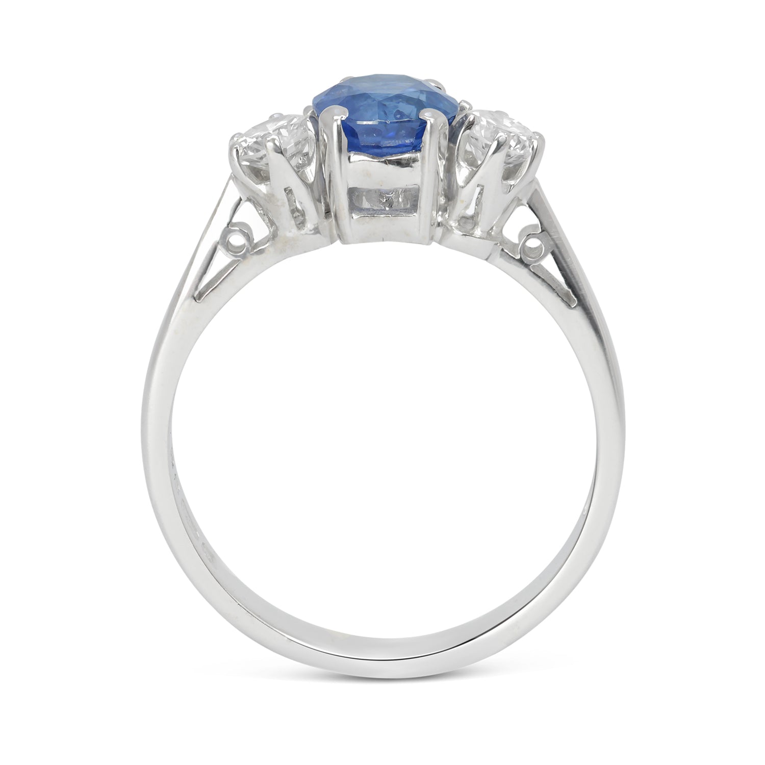 Nicole Vintage Three Stone Engagement Ring Sapphire and Diamond