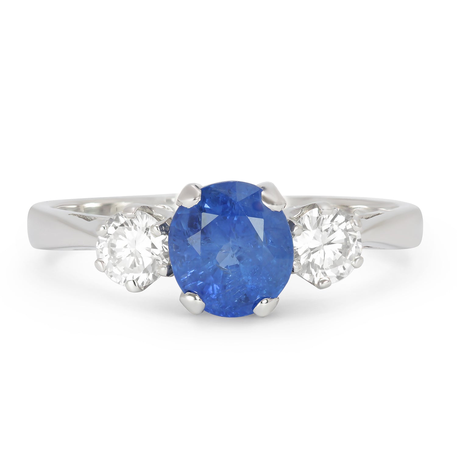 Nicole Vintage Three Stone Engagement Ring Sapphire and Diamond