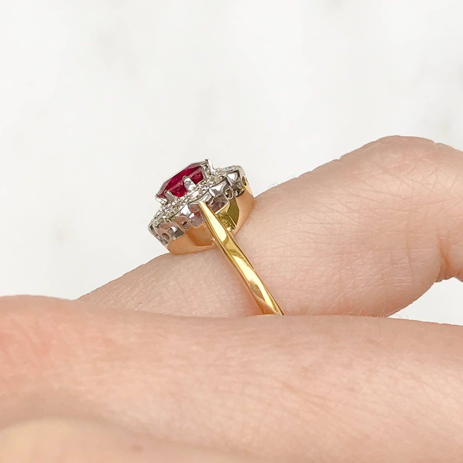 Betsy Antique Ruby & Diamond Cluster Ring