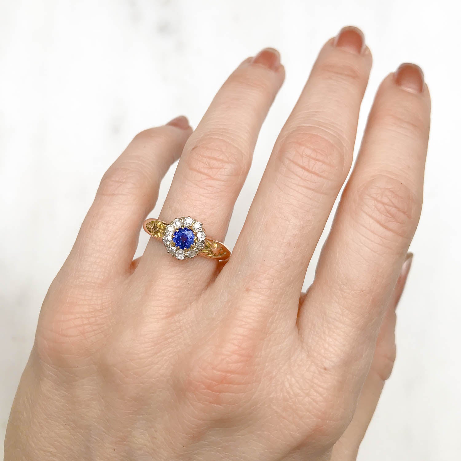 Leila Edwardian Sapphire & Diamond Cluster Ring