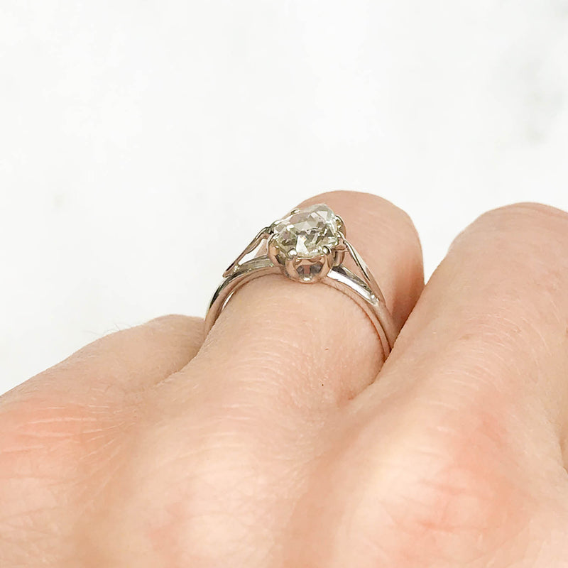 Lydia Antique Pear Shape Rose Cut Diamond Engagement Ring