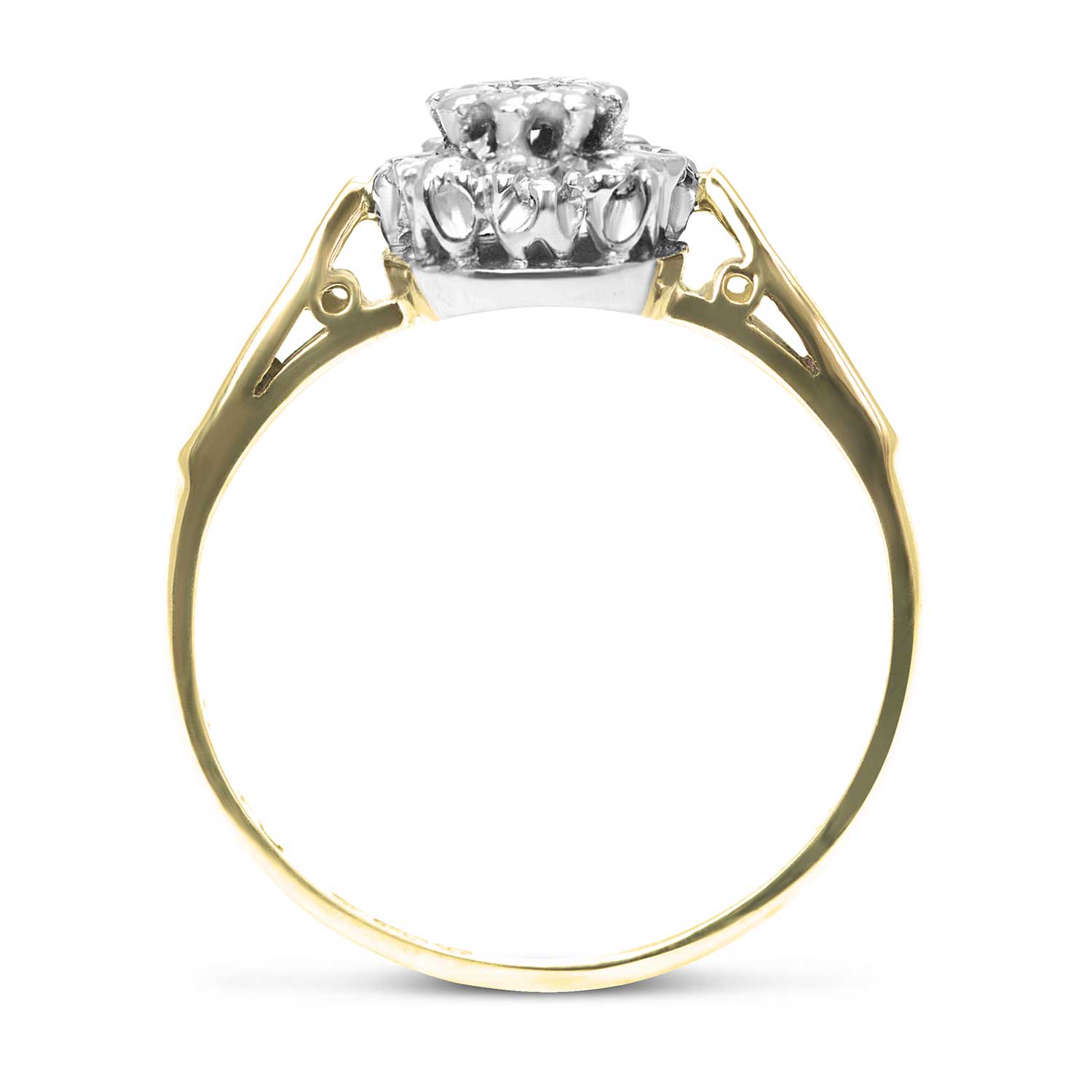 Angela vintage 1970s diamond cluster engagement ring side view