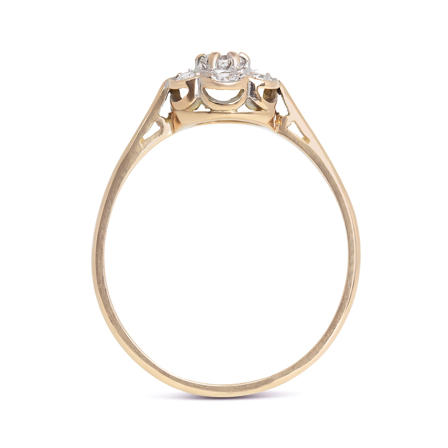 Anna vintage white sapphire daisy engagement ring