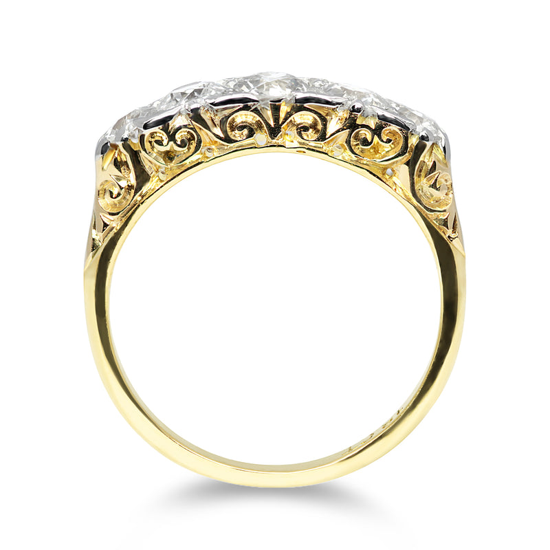Beatrice Victorian carved five stone diamond ring
