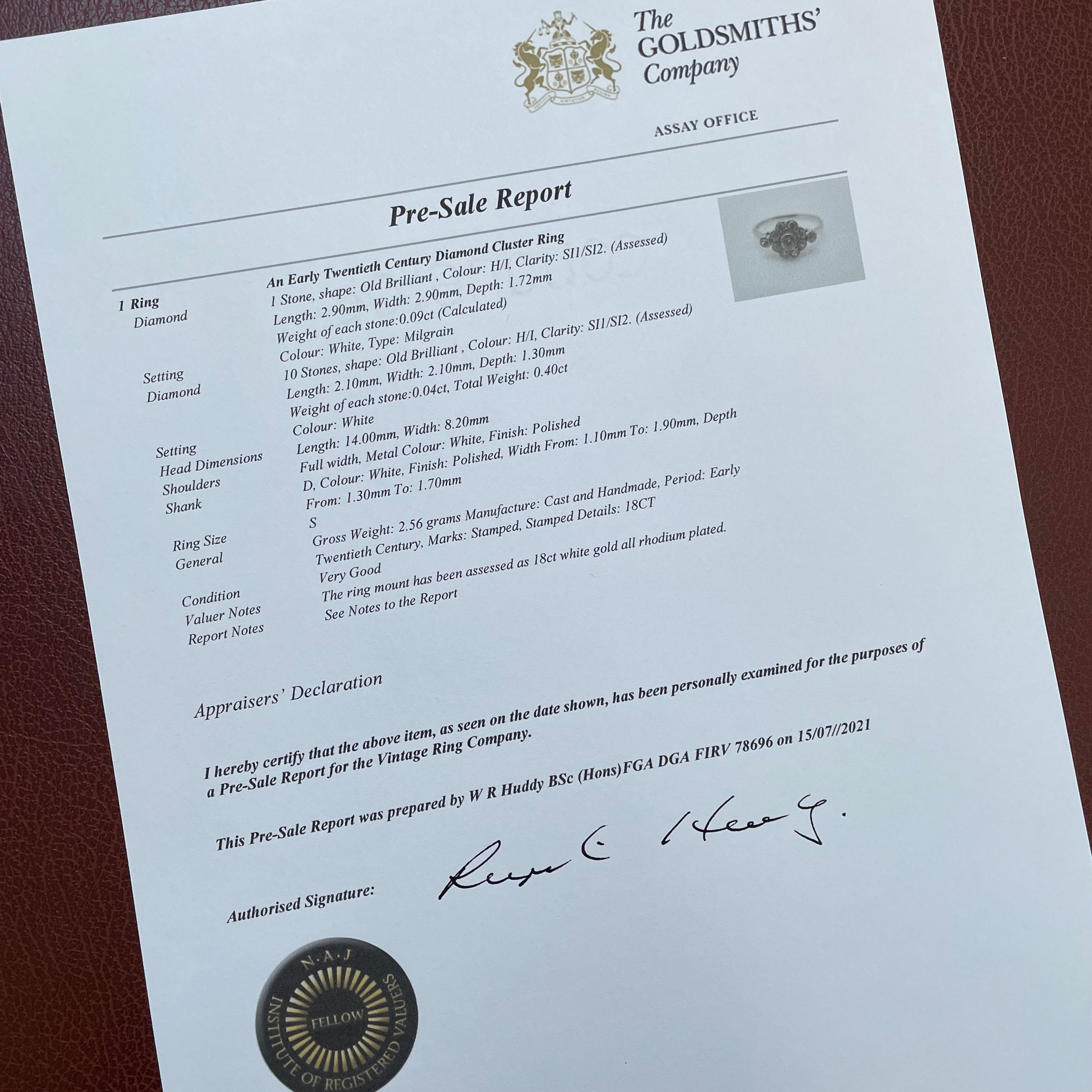 Primrose antique diamond daisy cluster engagement ring