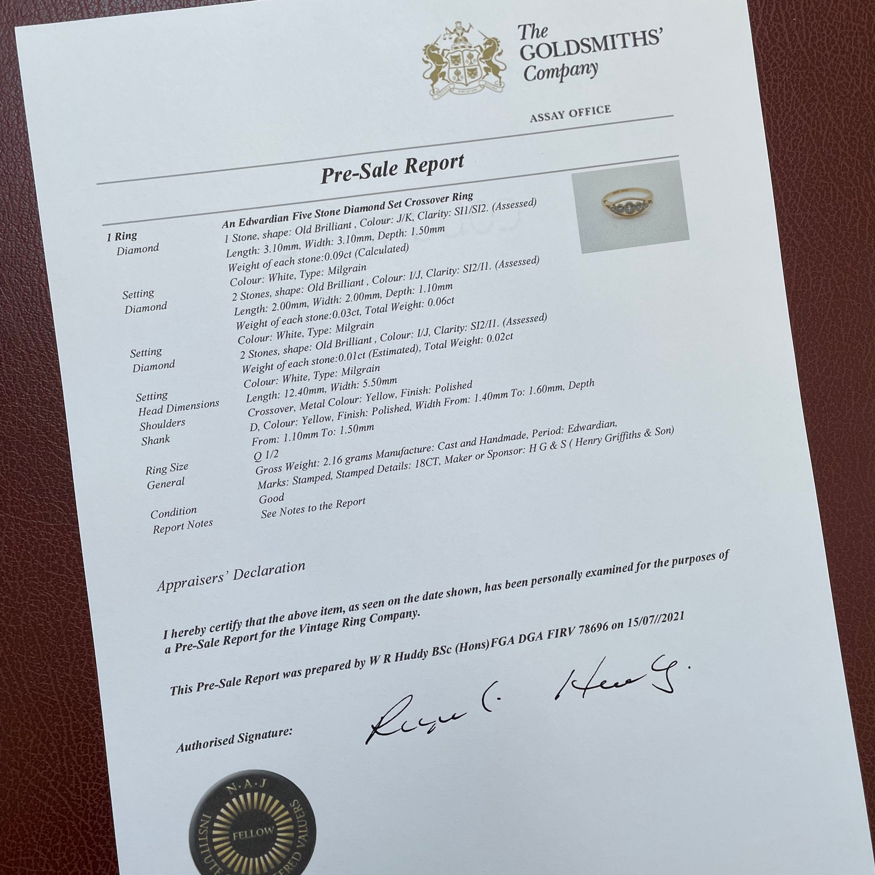 Vivienne antique Edwardian five stone diamond engagement ring