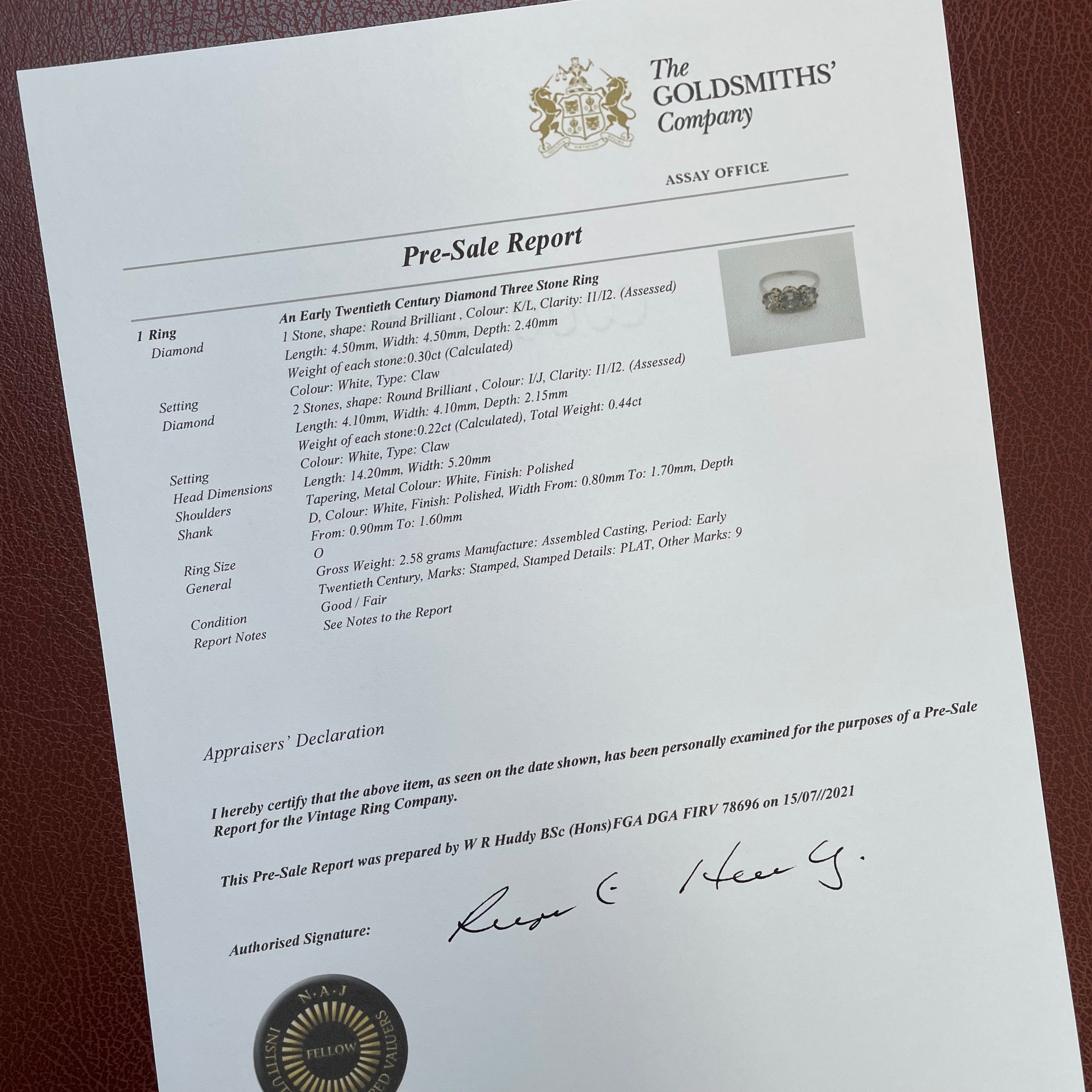 Irene antique three stone diamond engagement ring