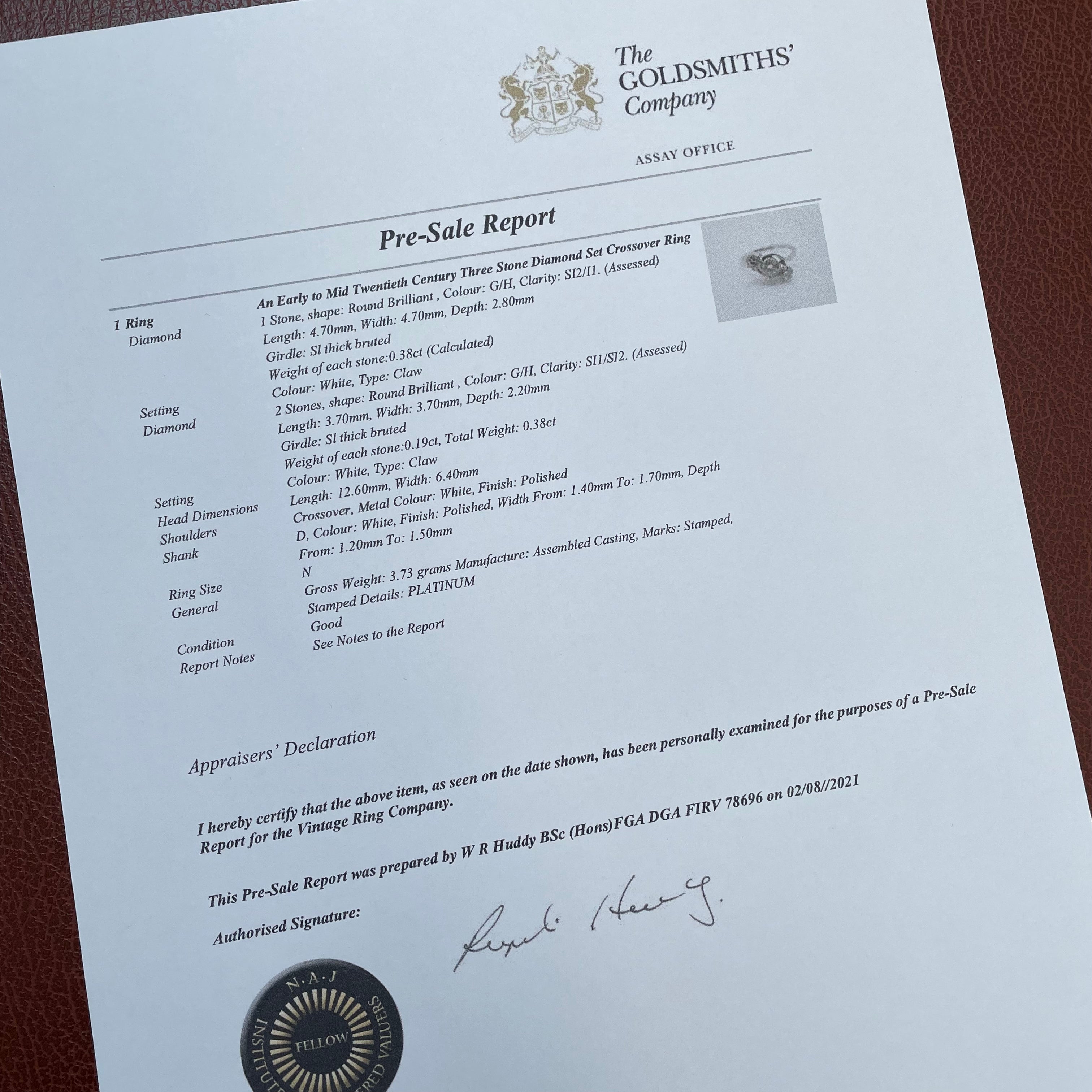 Emmeline antique three stone diamond engagement ring