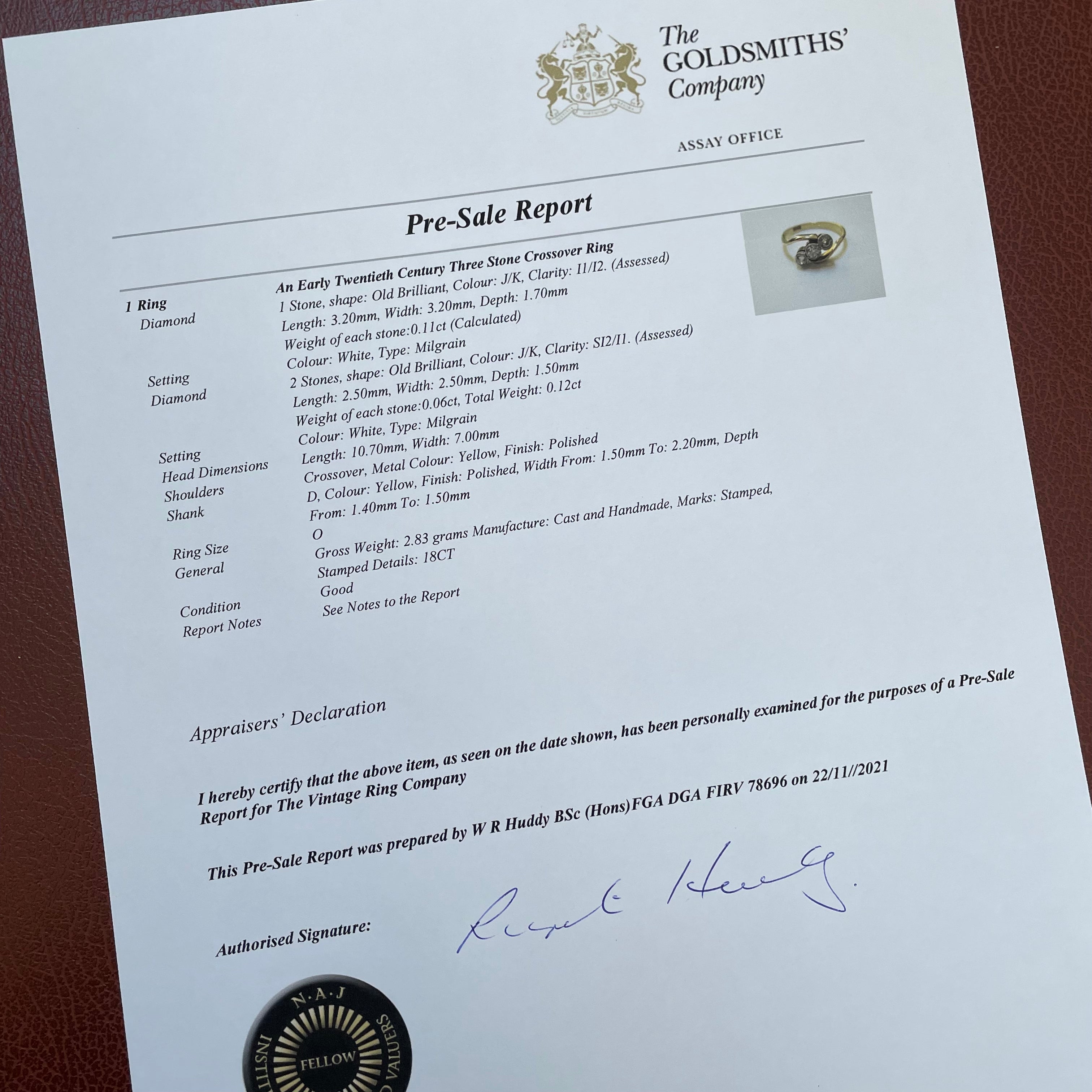 Charlotte Antique Three Stone Diamond Engagement Ring