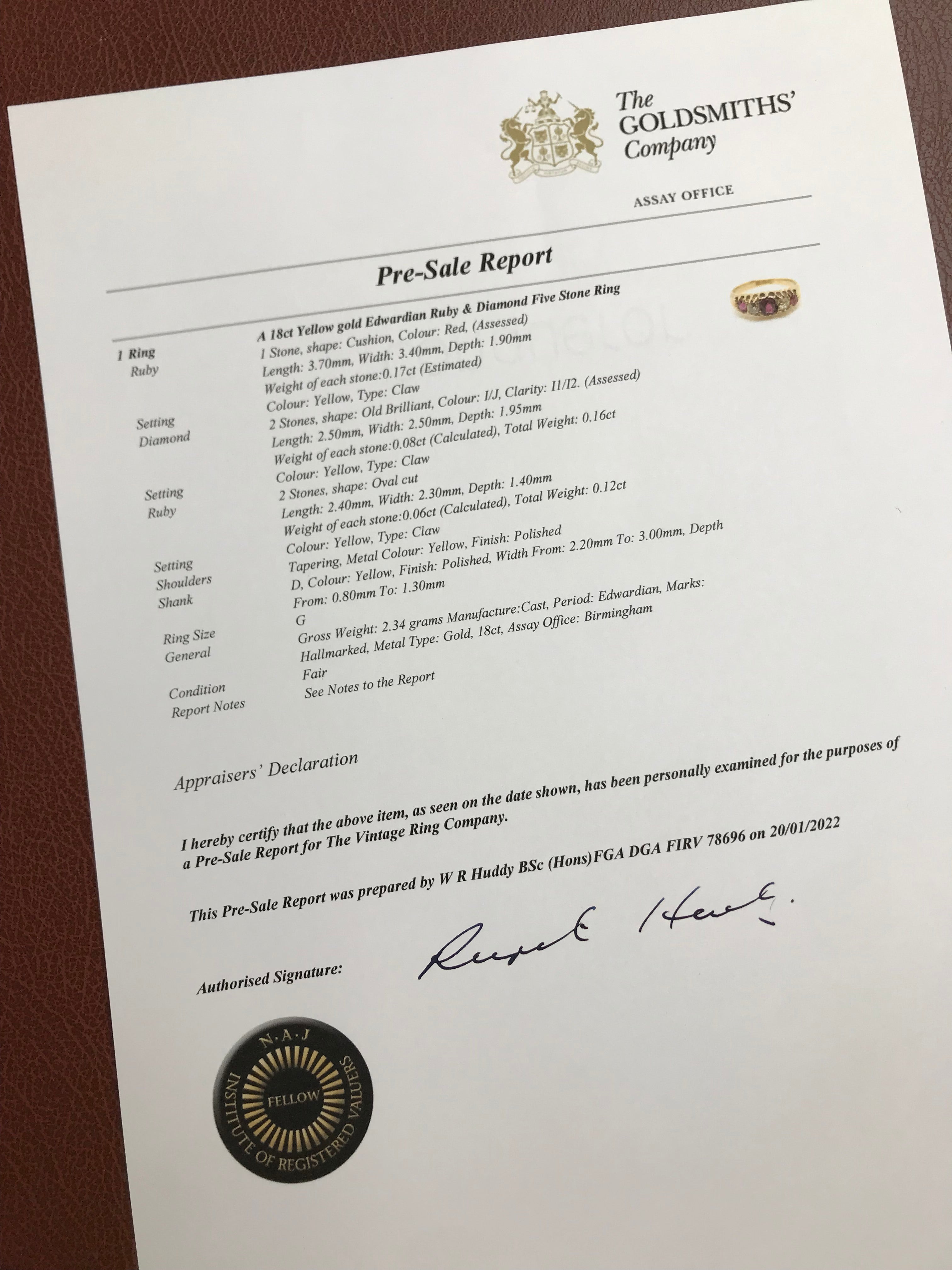 Lola antique Edwardian five stone ruby & diamond engagement ring