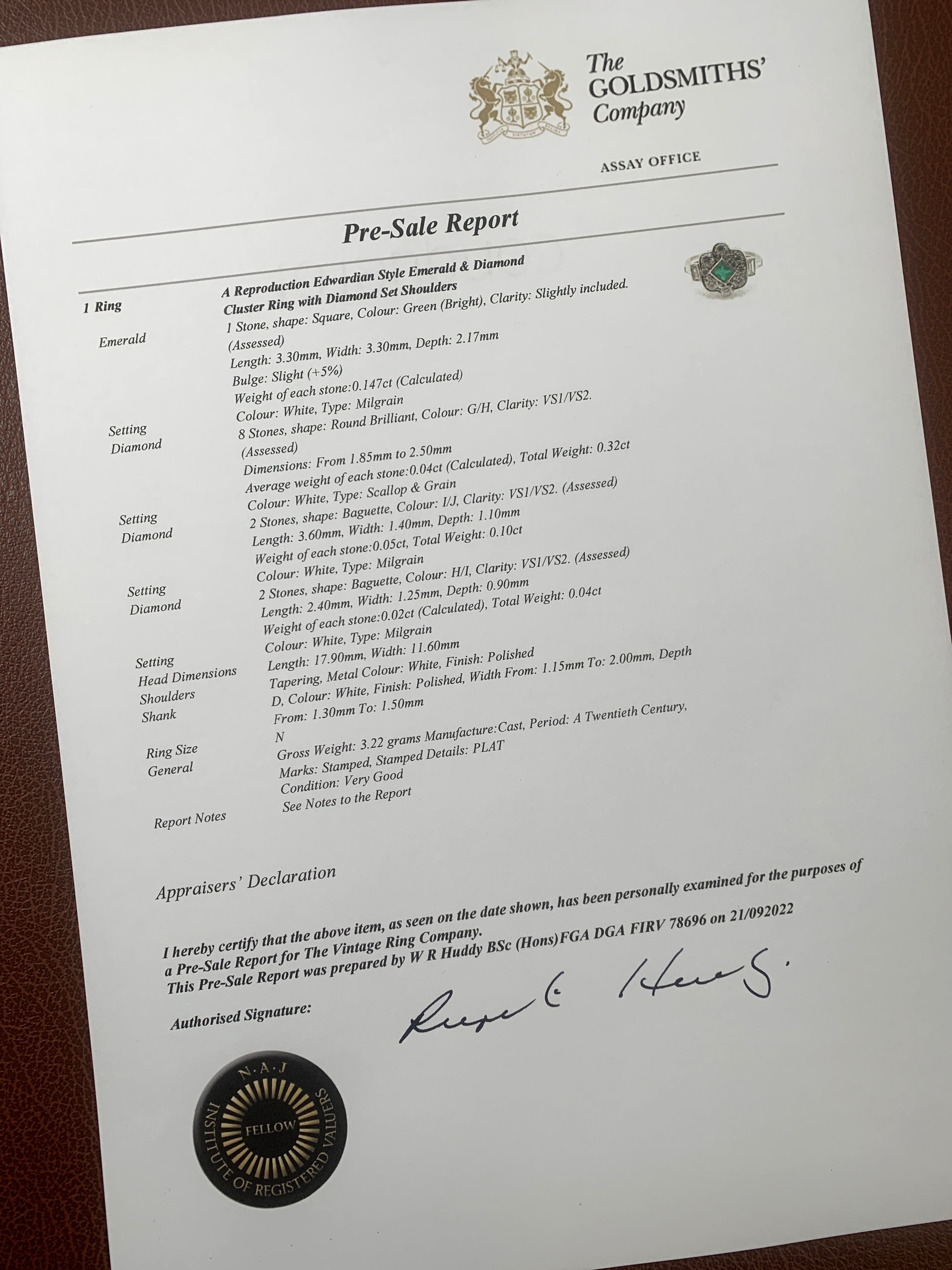 Darcy vintage emerald & diamond cluster engagement ring