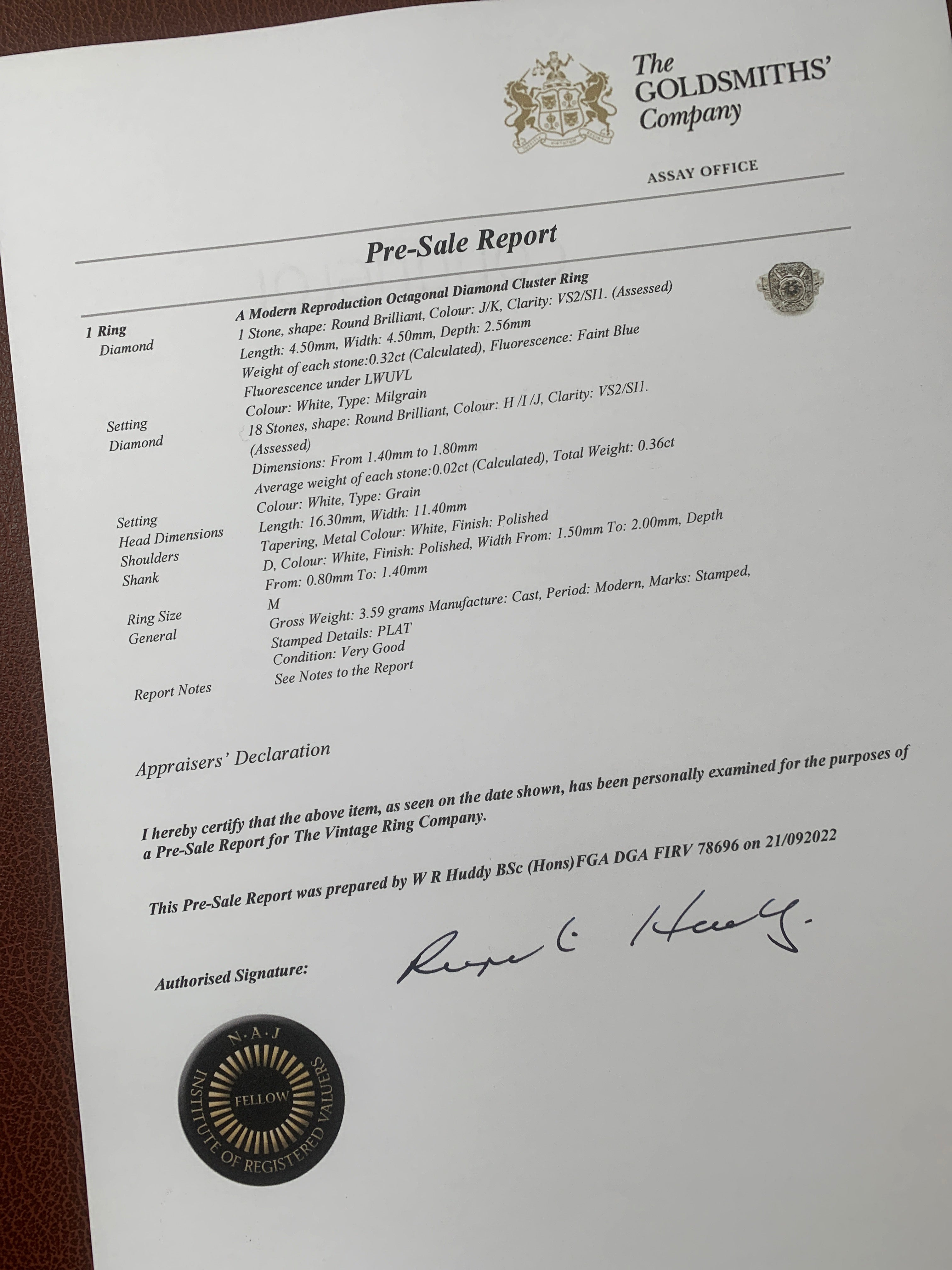 Jean vintage diamond plaque ring