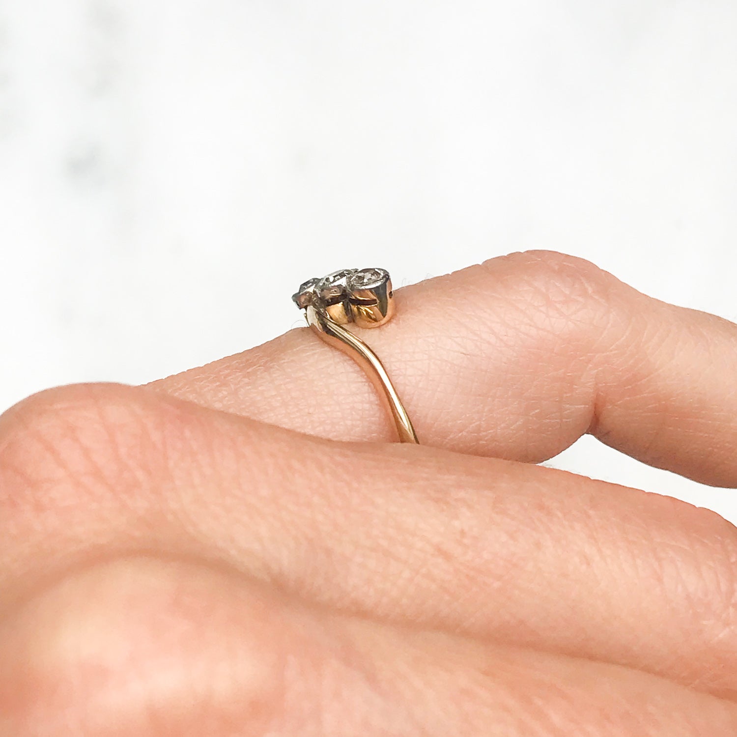 Charlotte Antique Three Stone Diamond Engagement Ring