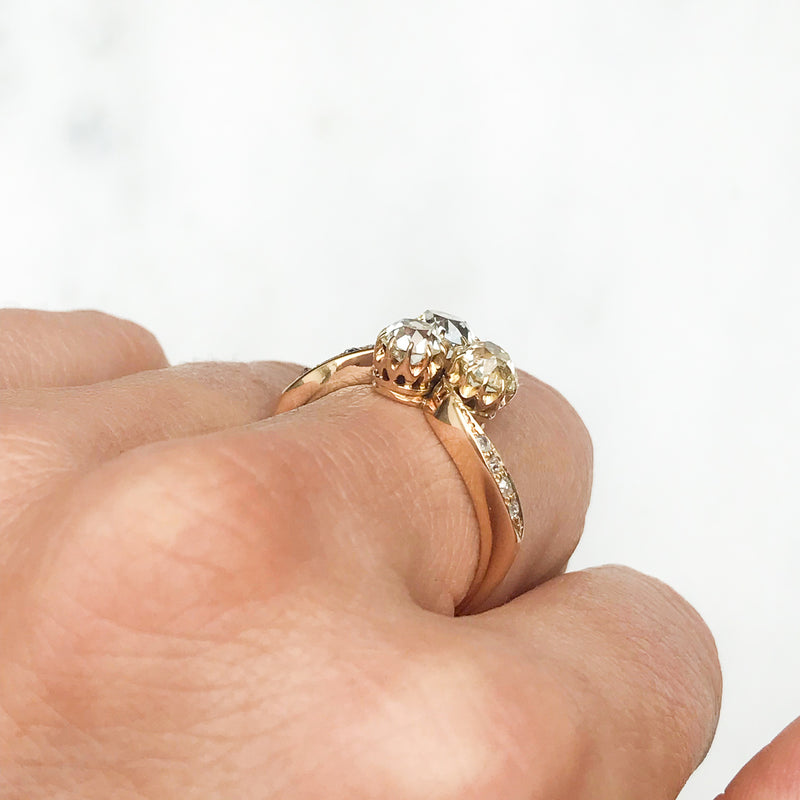 Clover Antique Edwardian Three Stone Diamond Engagement Ring