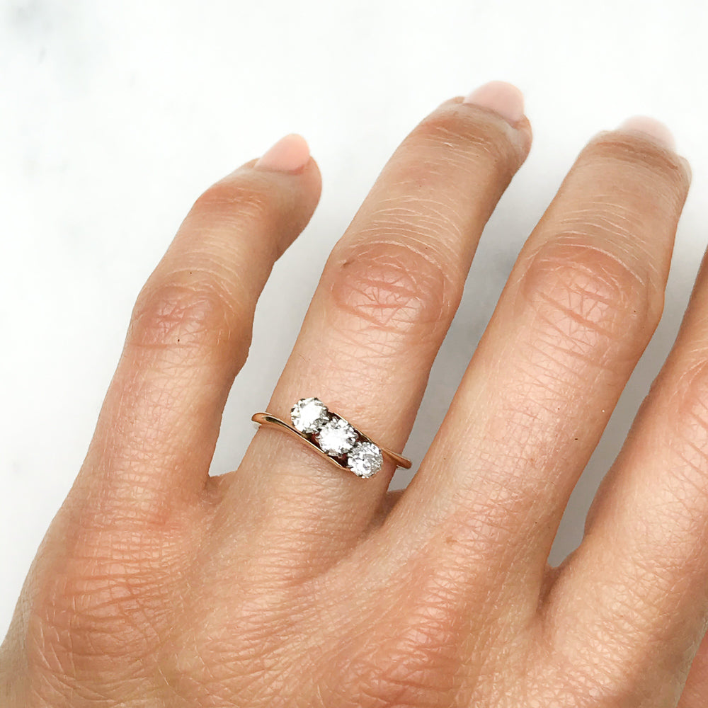Elsie antique Edwardian diamond trilogy engagement ring