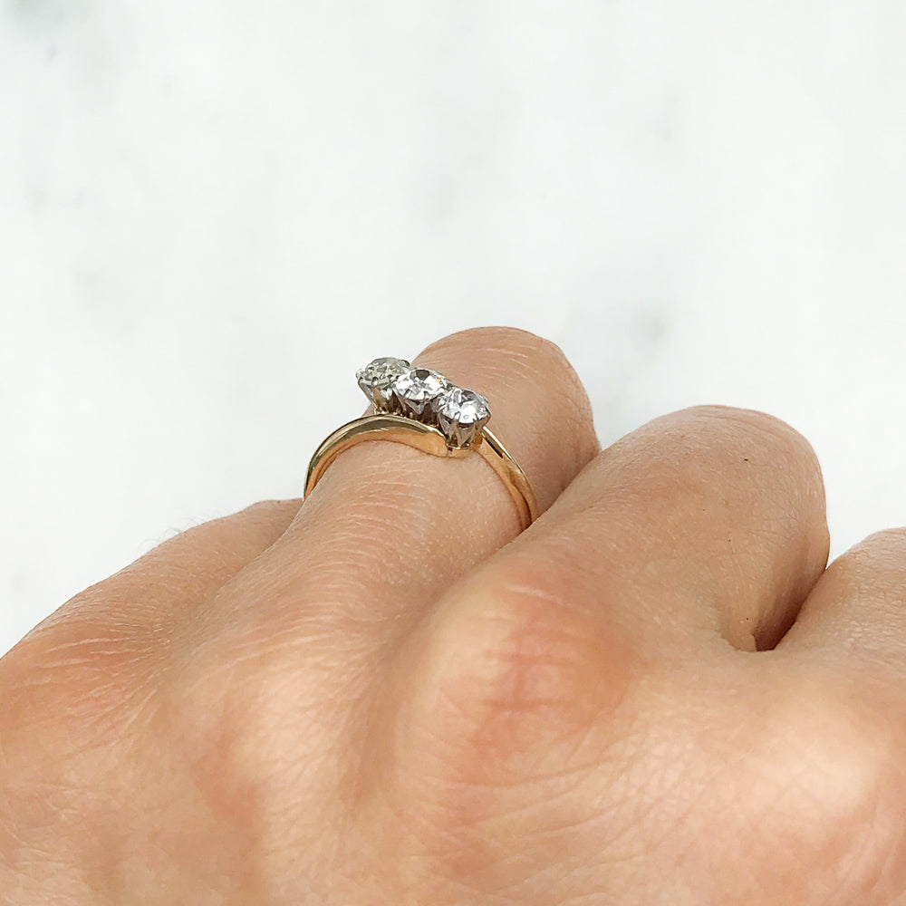 Elsie antique Edwardian diamond trilogy engagement ring