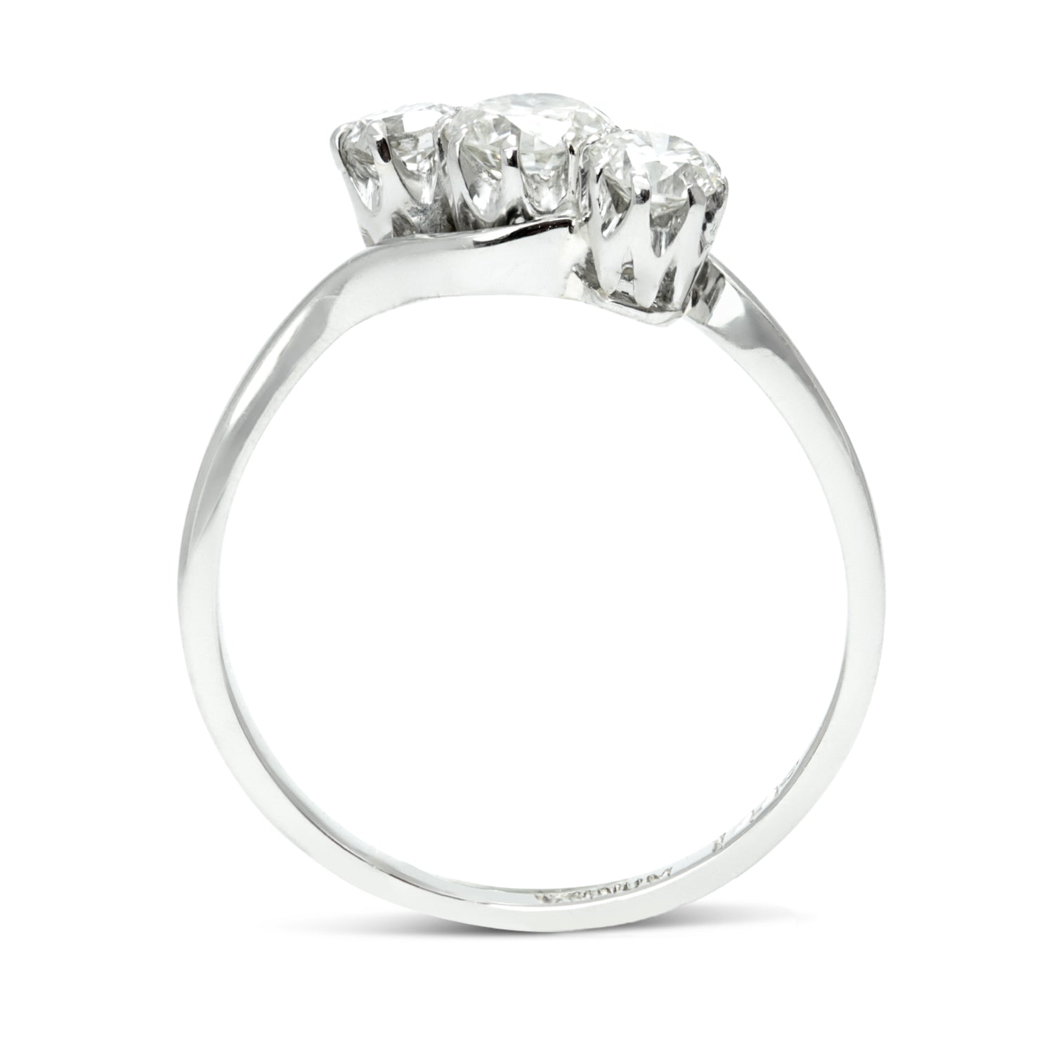 Emmeline antique three stone diamond engagement ring