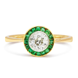 Estelle antique diamond and emerald Art Deco Target ring