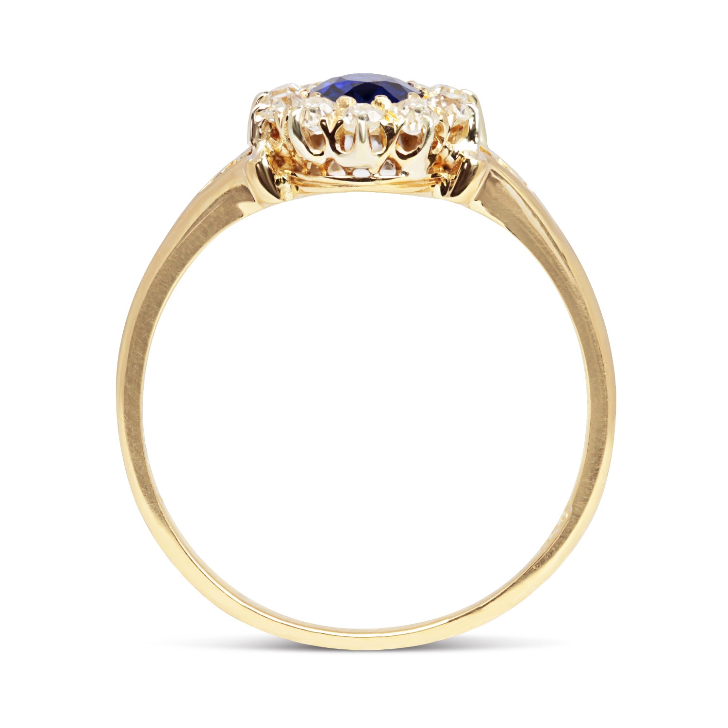 Flora antique Victorian sapphire and diamond cluster engagement ring