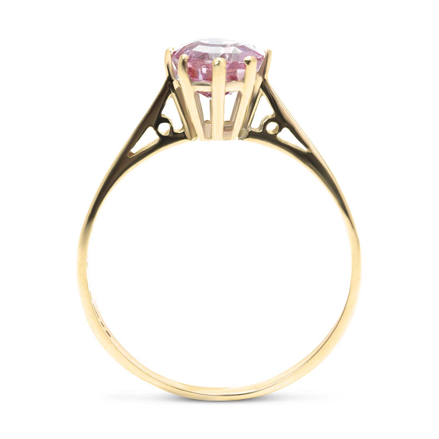 Georgia vintage pink tourmaline engagement ring side view