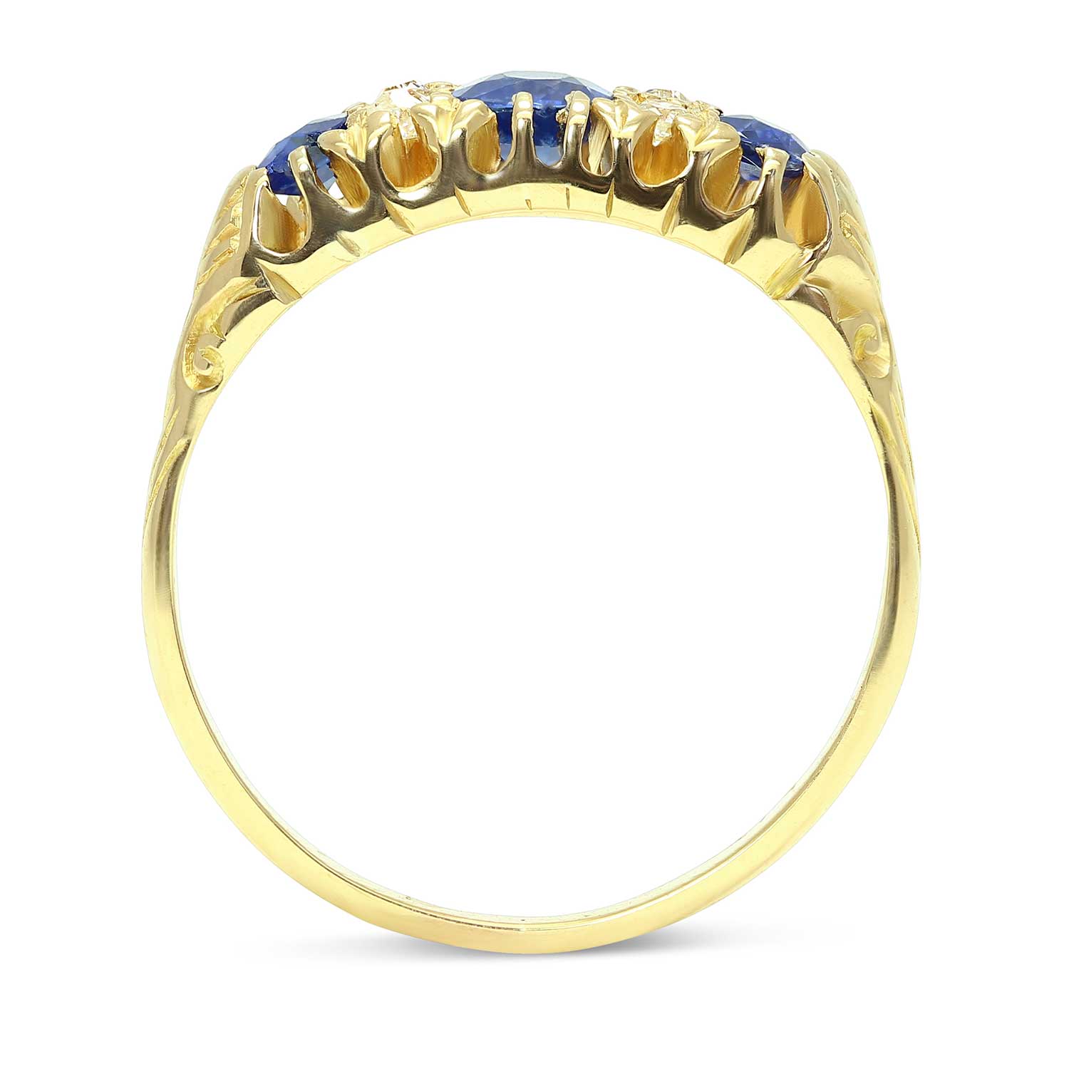 Grace Victorian sapphire and diamond engagement ring side view