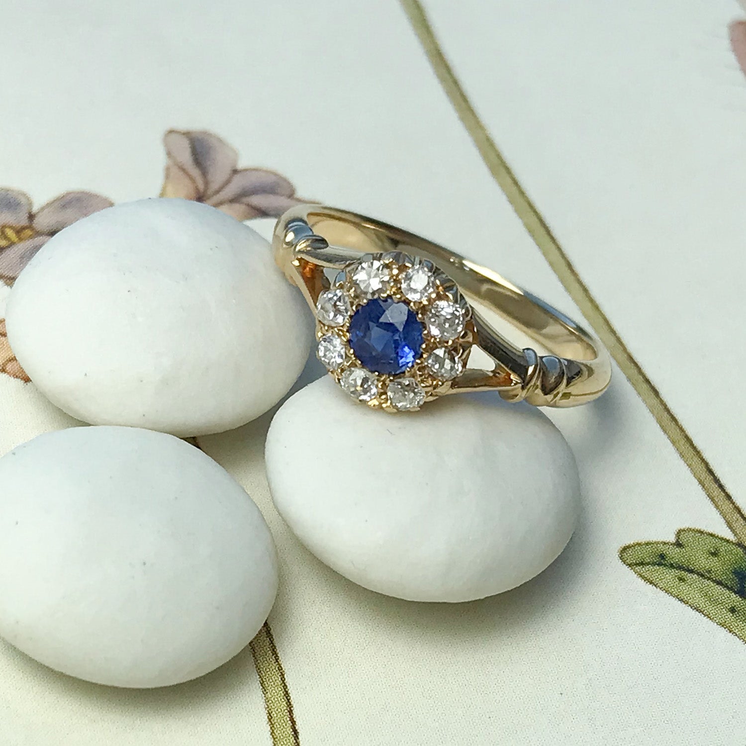 Blossom Antique Victorian Sapphire and Diamond Cluster Ring