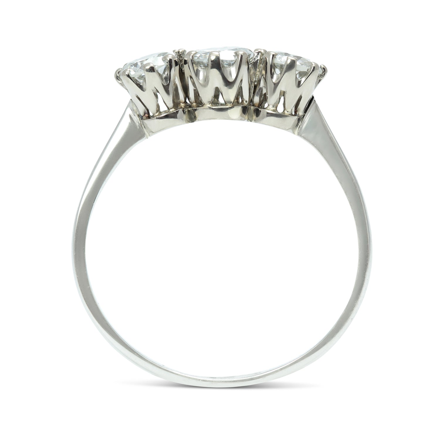 Irene antique three stone diamond engagement ring