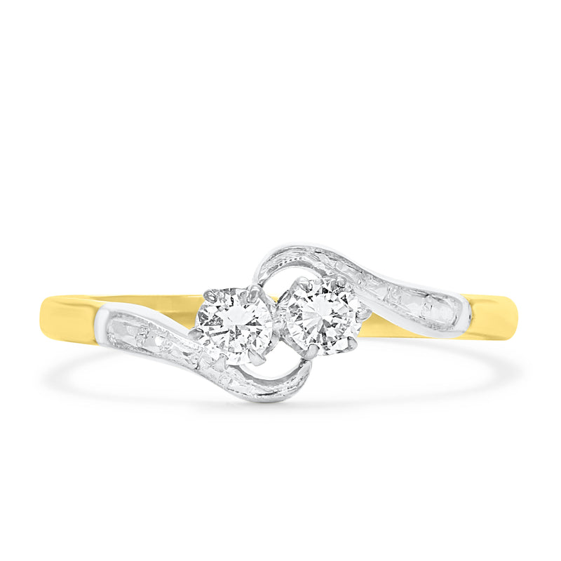 Lilian Art Deco crossover two stone diamond engagement ring