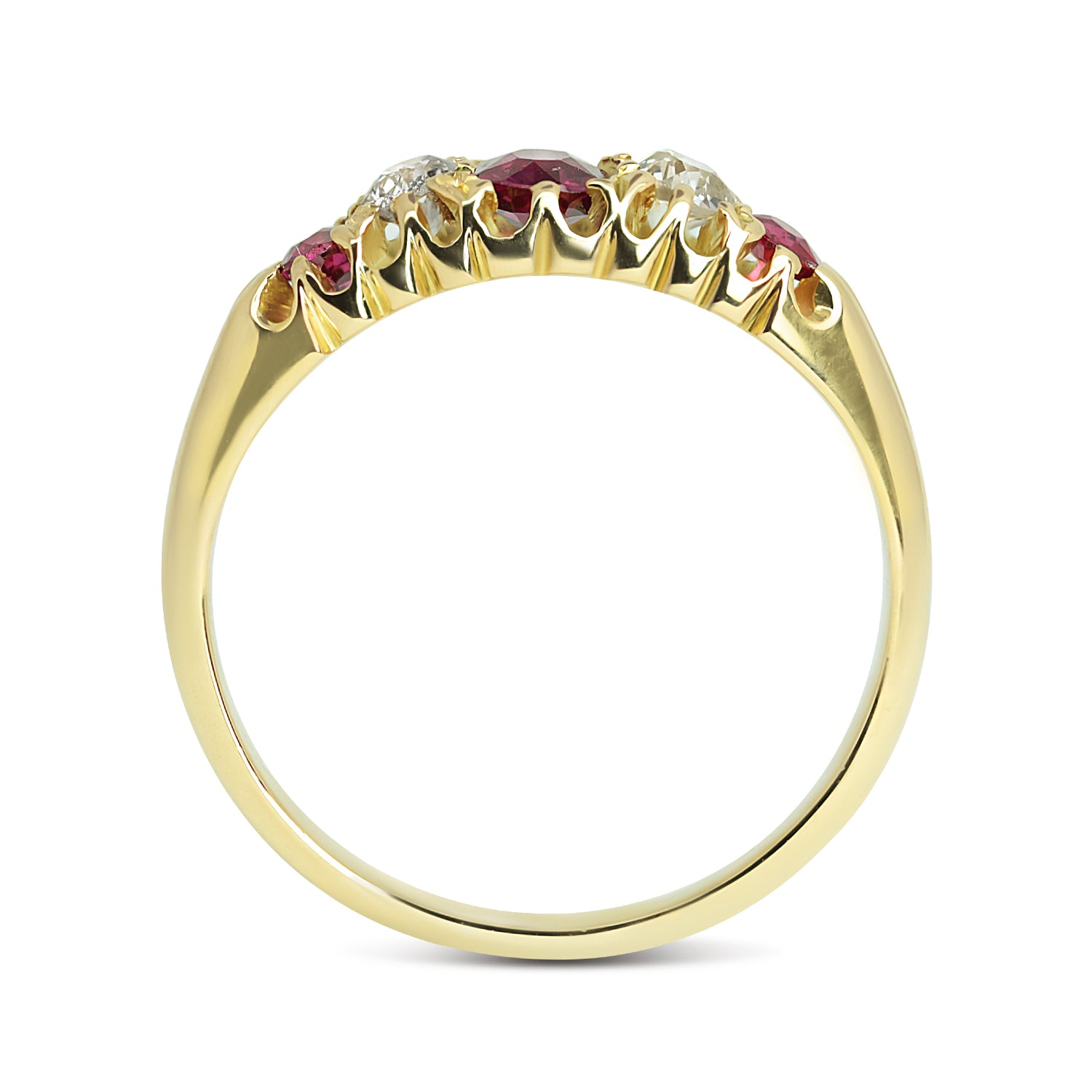 Lola antique Edwardian five stone ruby & diamond engagement ring