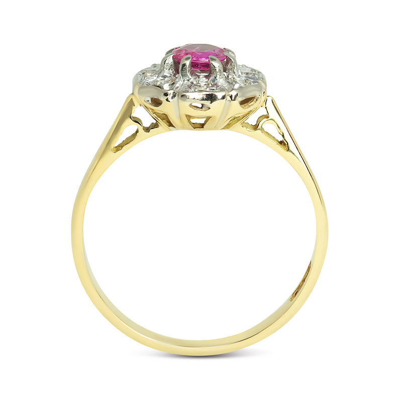 Martha antique ruby and diamond cluster engagement ring