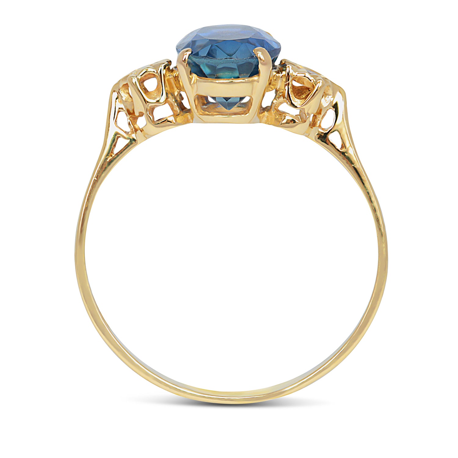 Olive sapphire and diamond engagement ring