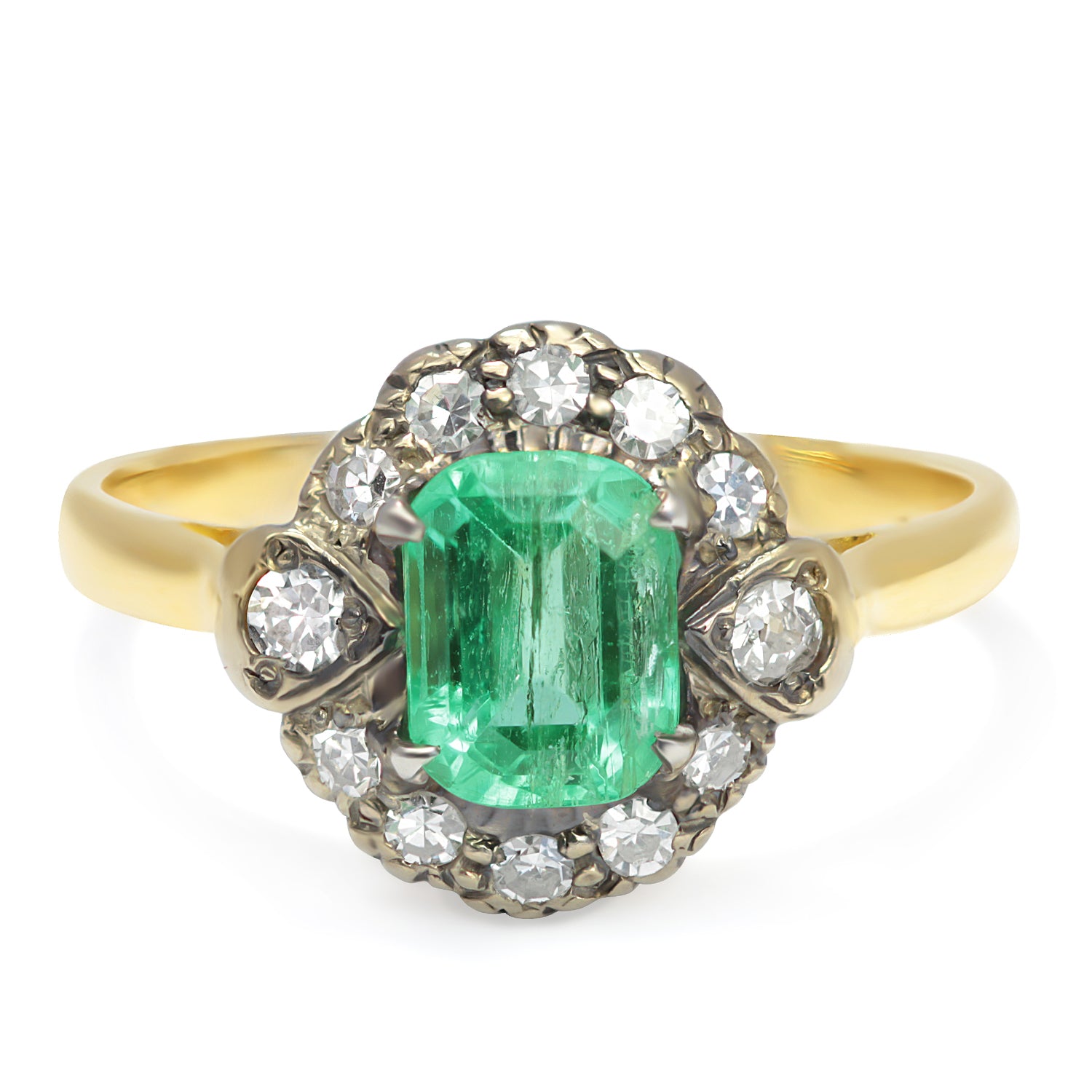 Penelope Victorian emerald and diamond engagement ring