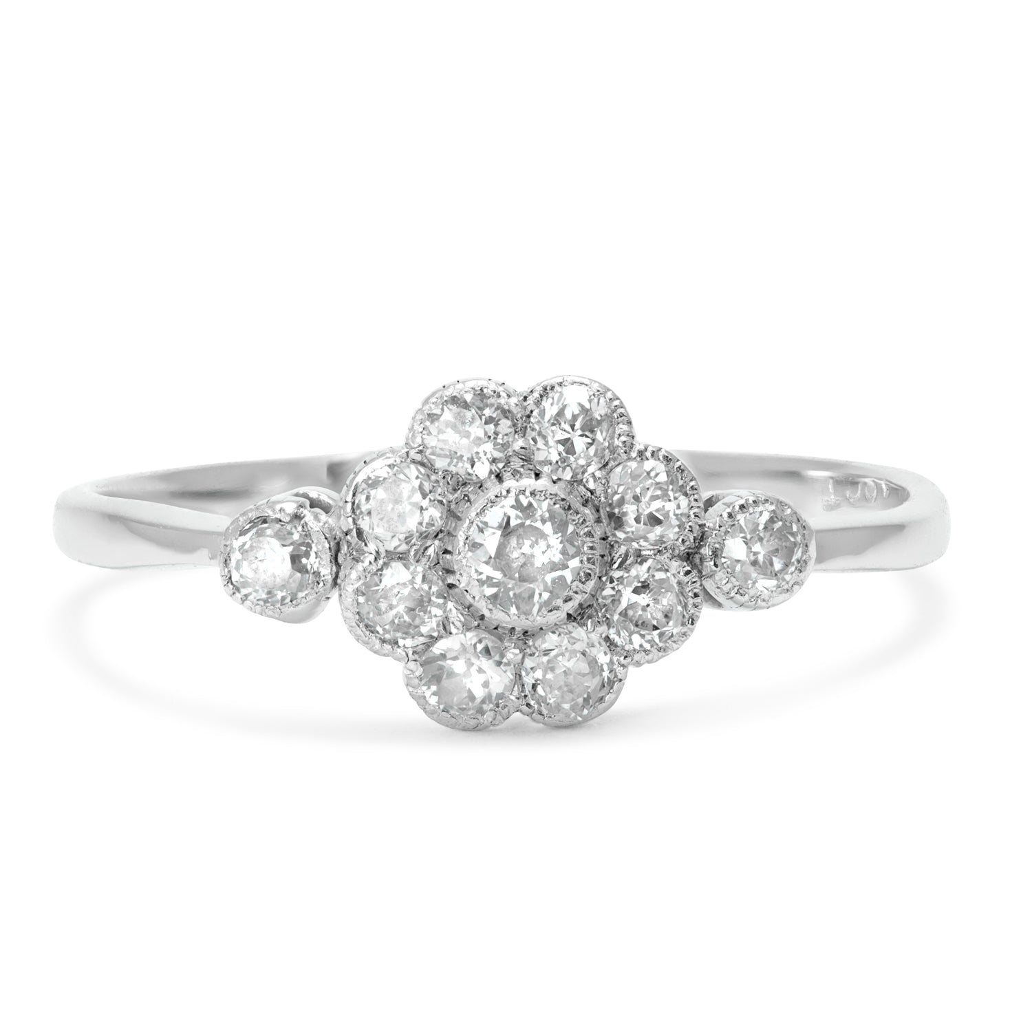 Primrose antique diamond daisy cluster engagement ring