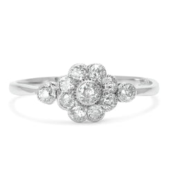 Primrose antique diamond daisy cluster engagement ring