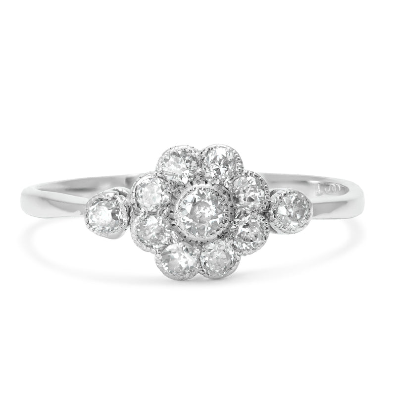 Primrose antique diamond daisy cluster engagement ring