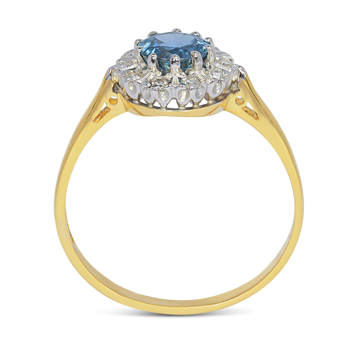 Silvia sapphire and diamond cluster engagement ring