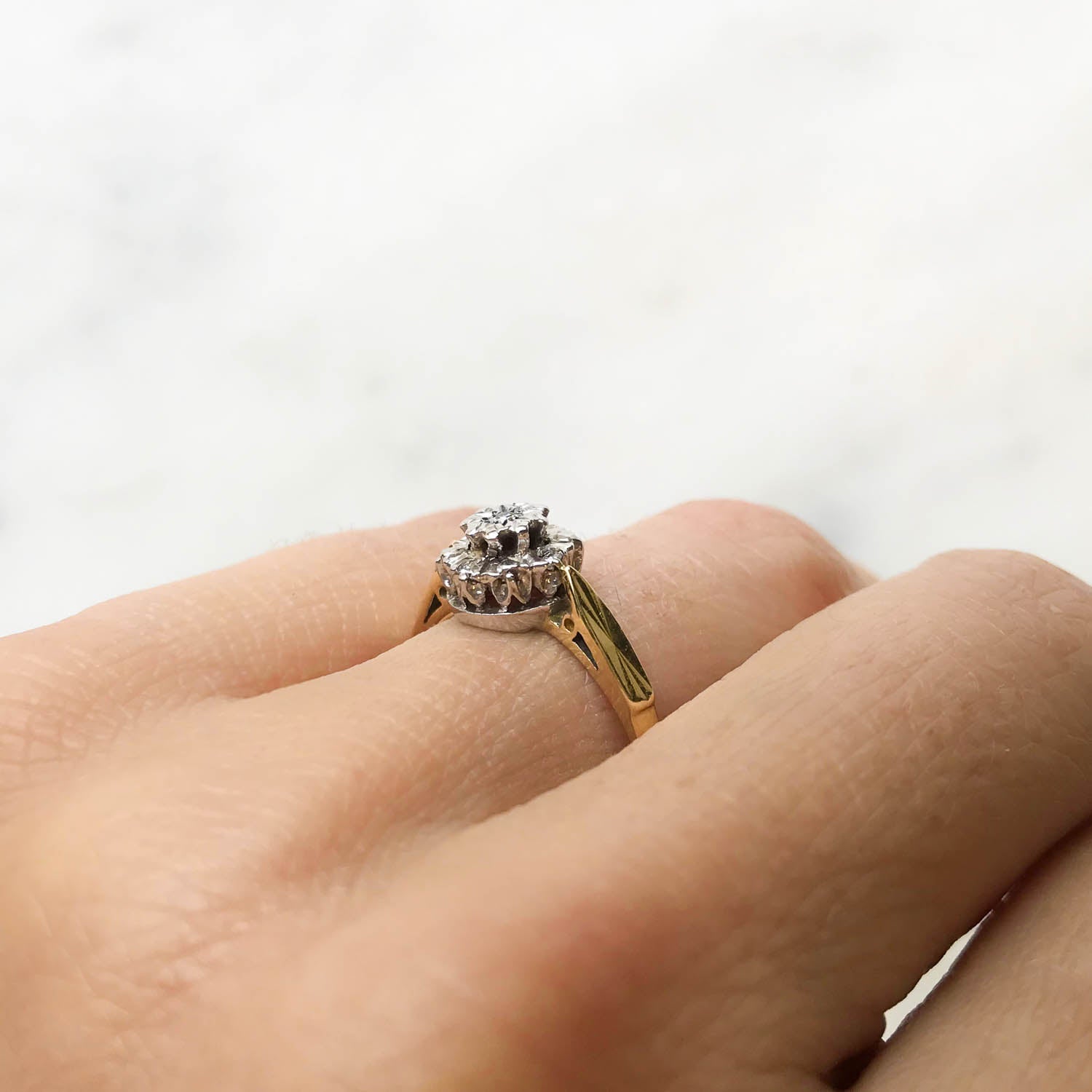 Angela vintage diamond cluster 1970s engagement ring