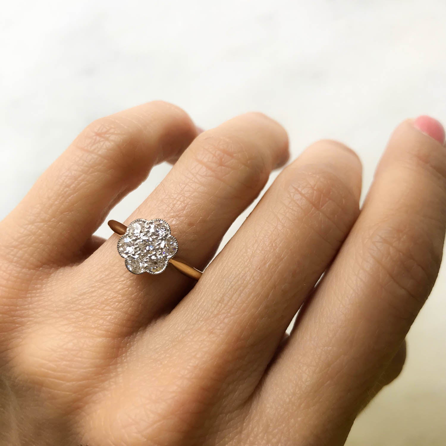 Constance diamond daisy Edwardian engagement ring