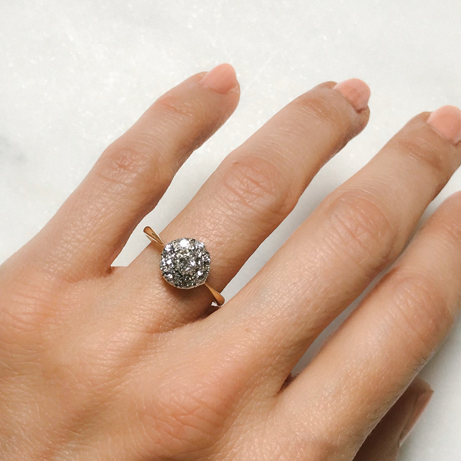 Eliza diamond cluster Victorian engagement ring